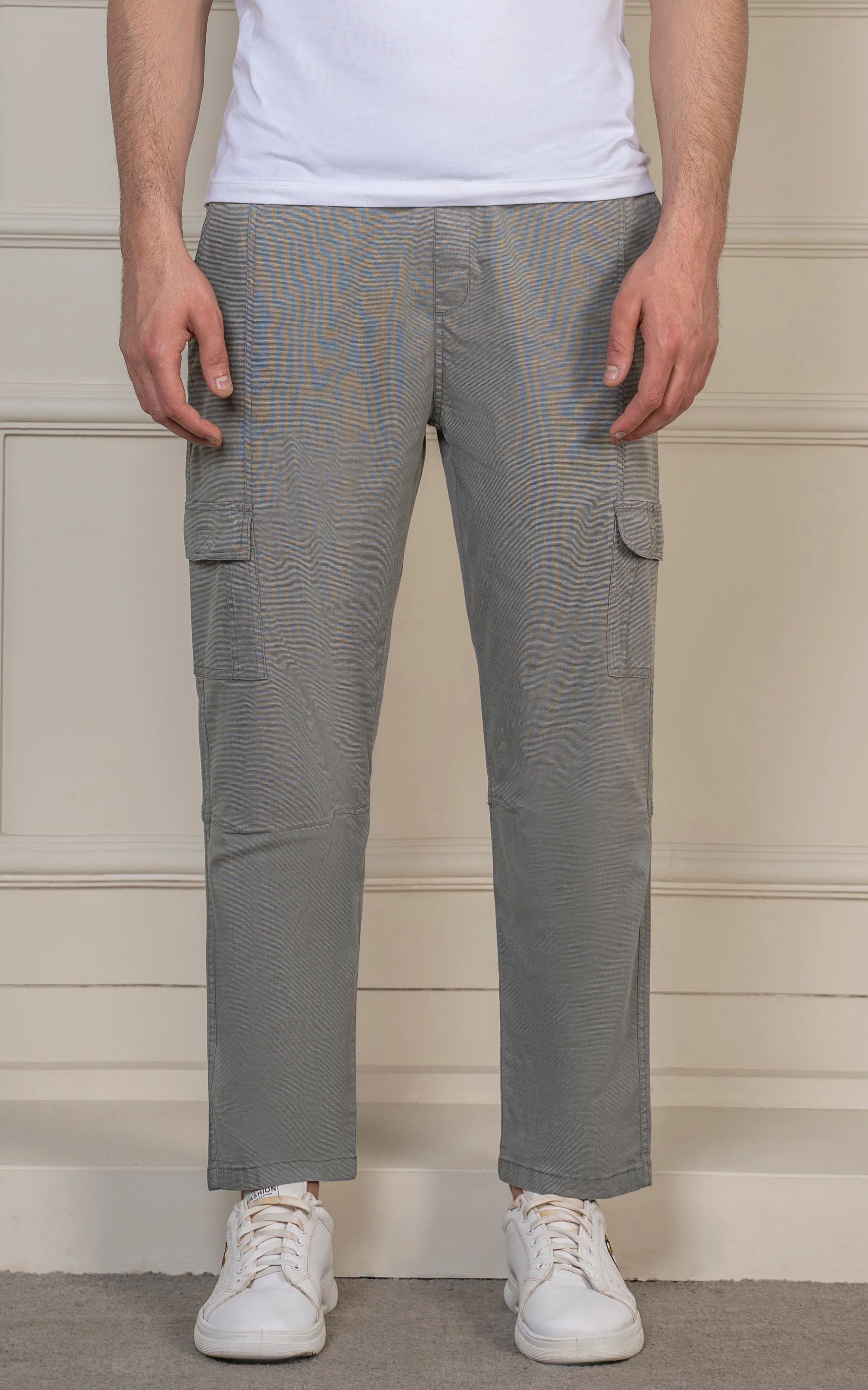 STRAIGHT FIT TEXTURED CARGO TROUSER GREY - Image 2