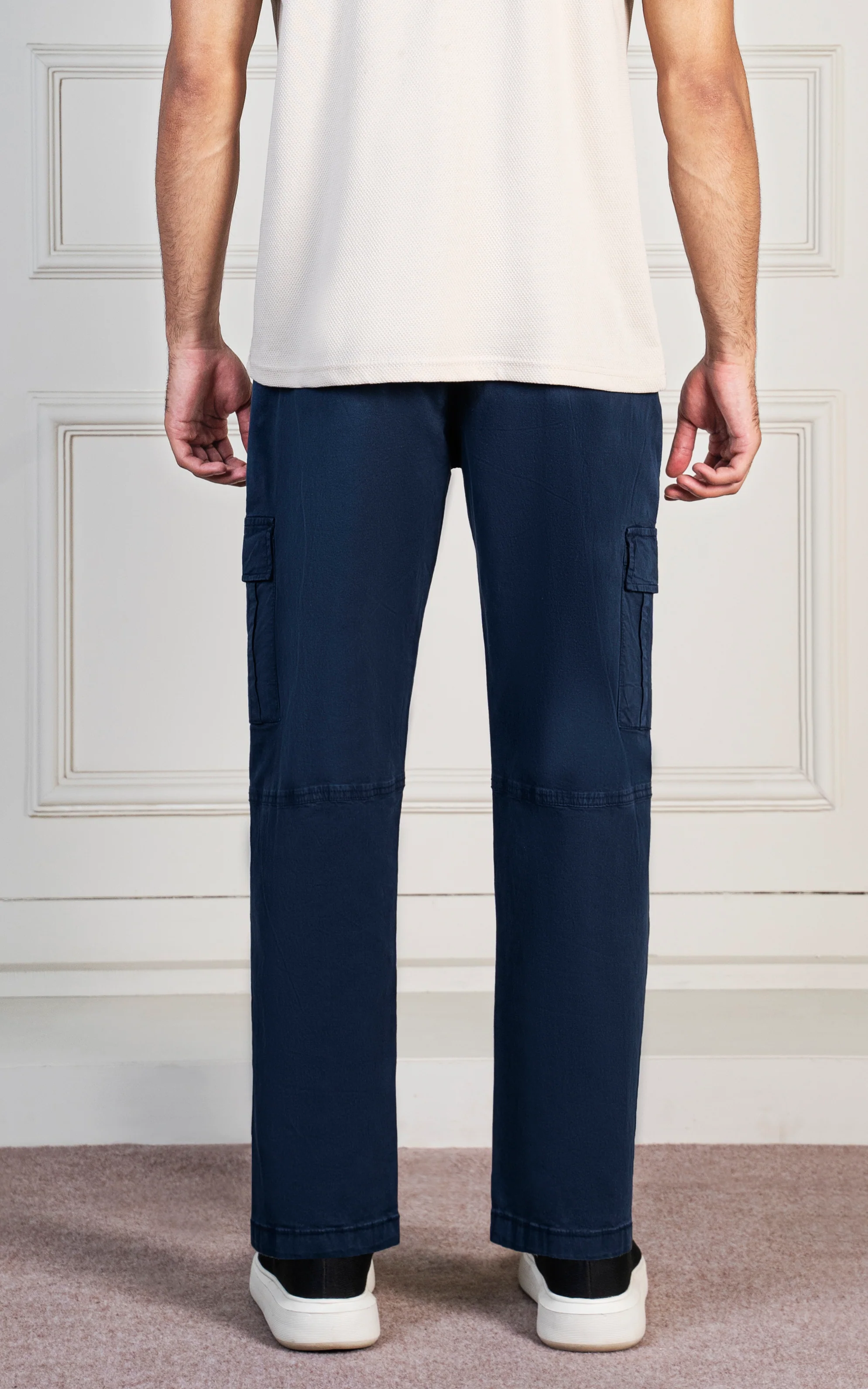 STRAIGHT FIT CARGO TROUSER NAVY - Image 4