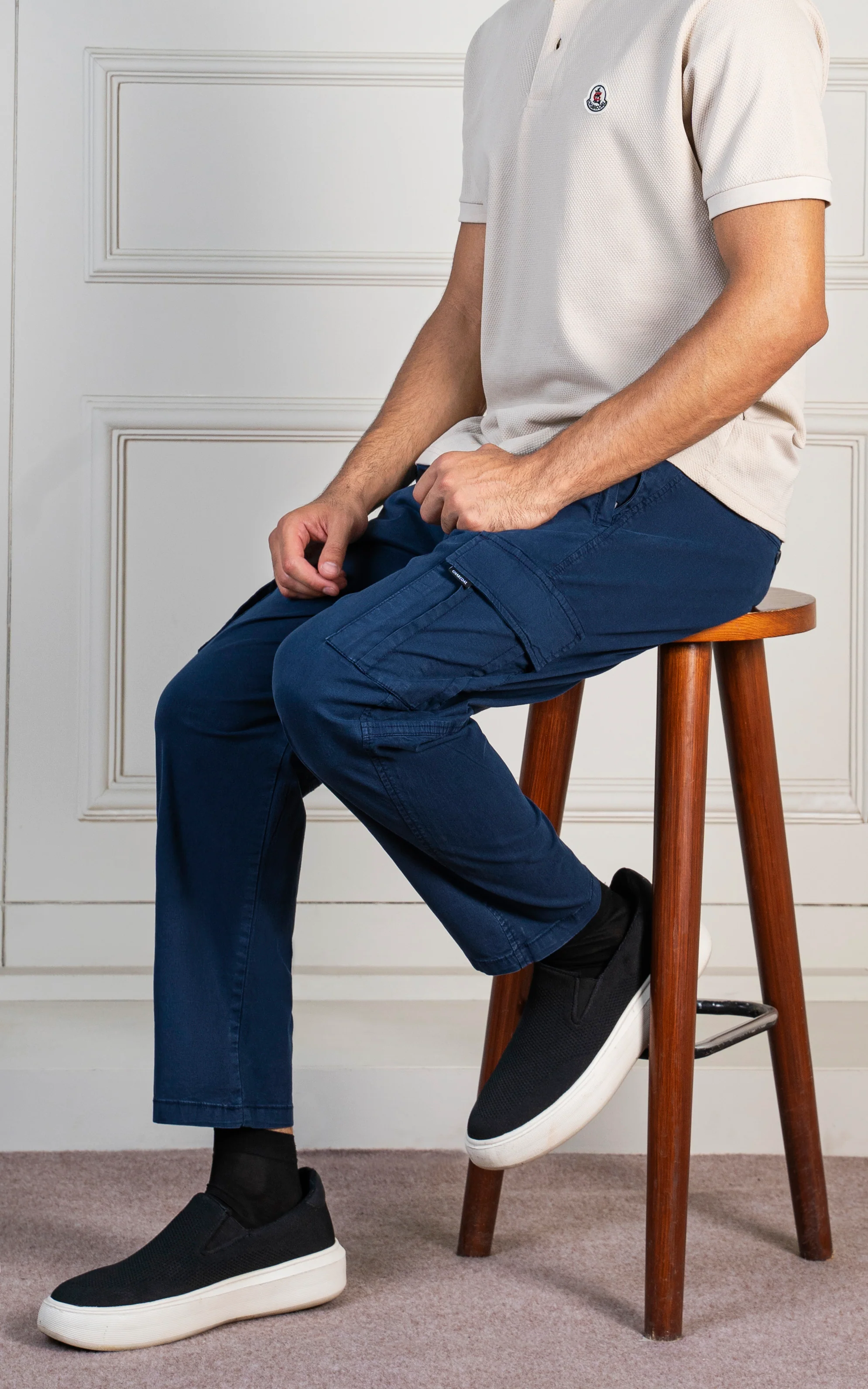 STRAIGHT FIT CARGO TROUSER NAVY - Image 5