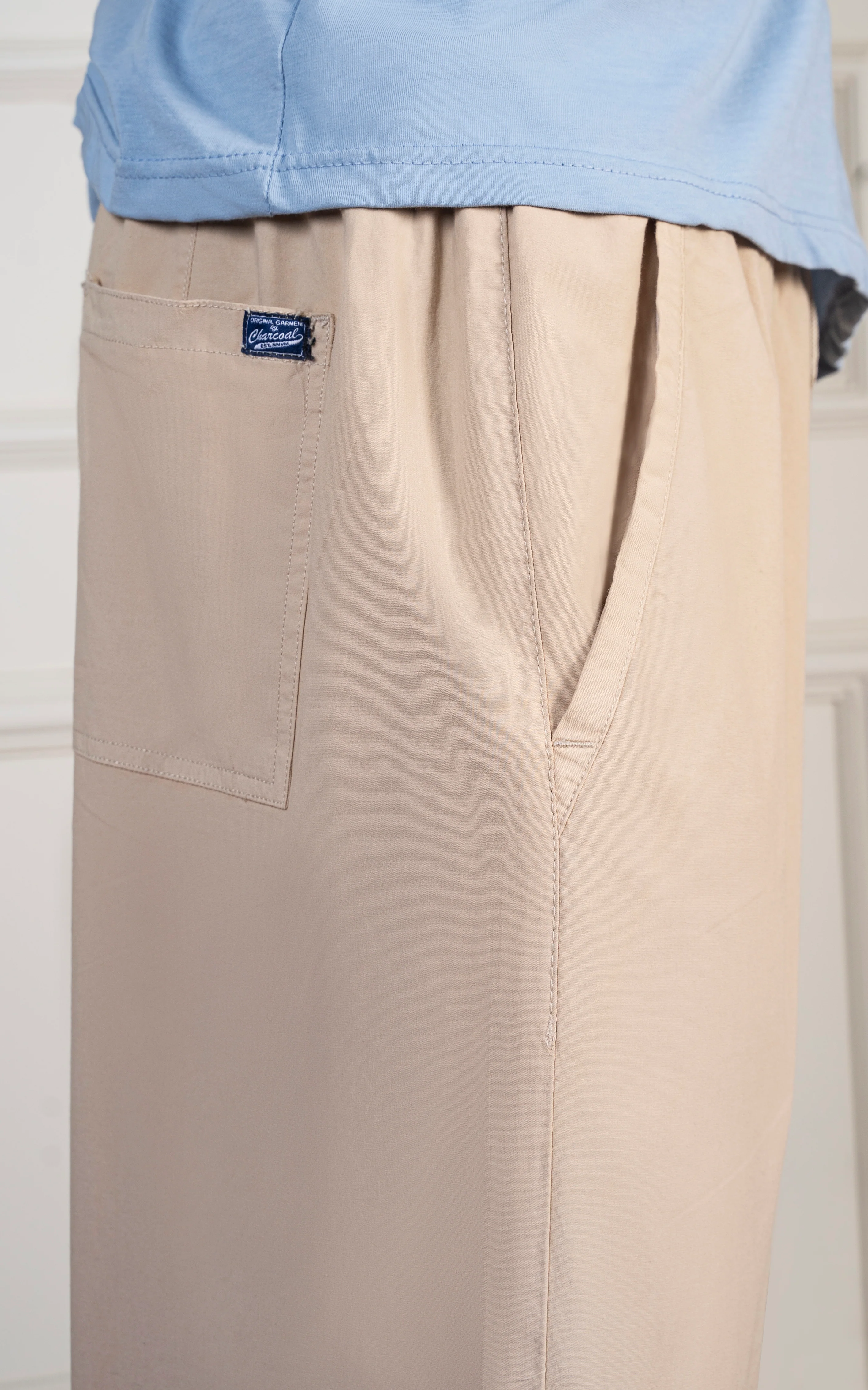 STRAIGHT FIT JOGGER TROUSER BEIGE - Image 3
