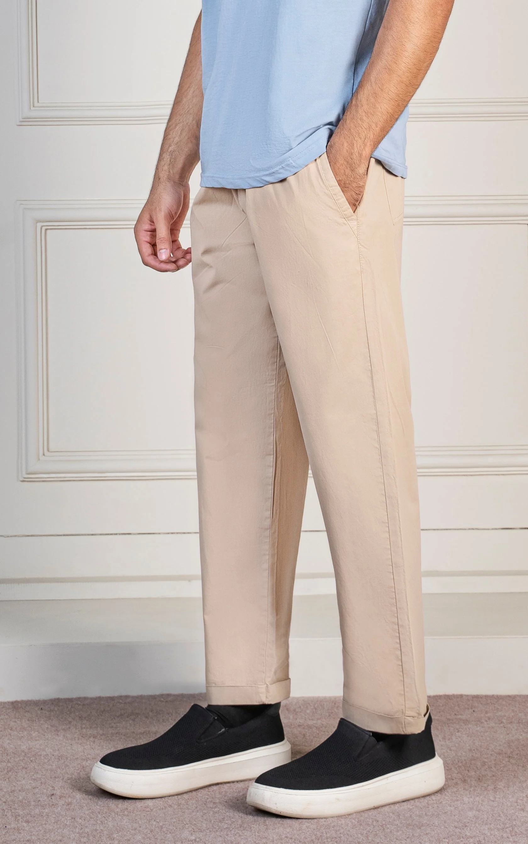 STRAIGHT FIT JOGGER TROUSER BEIGE - Image 6