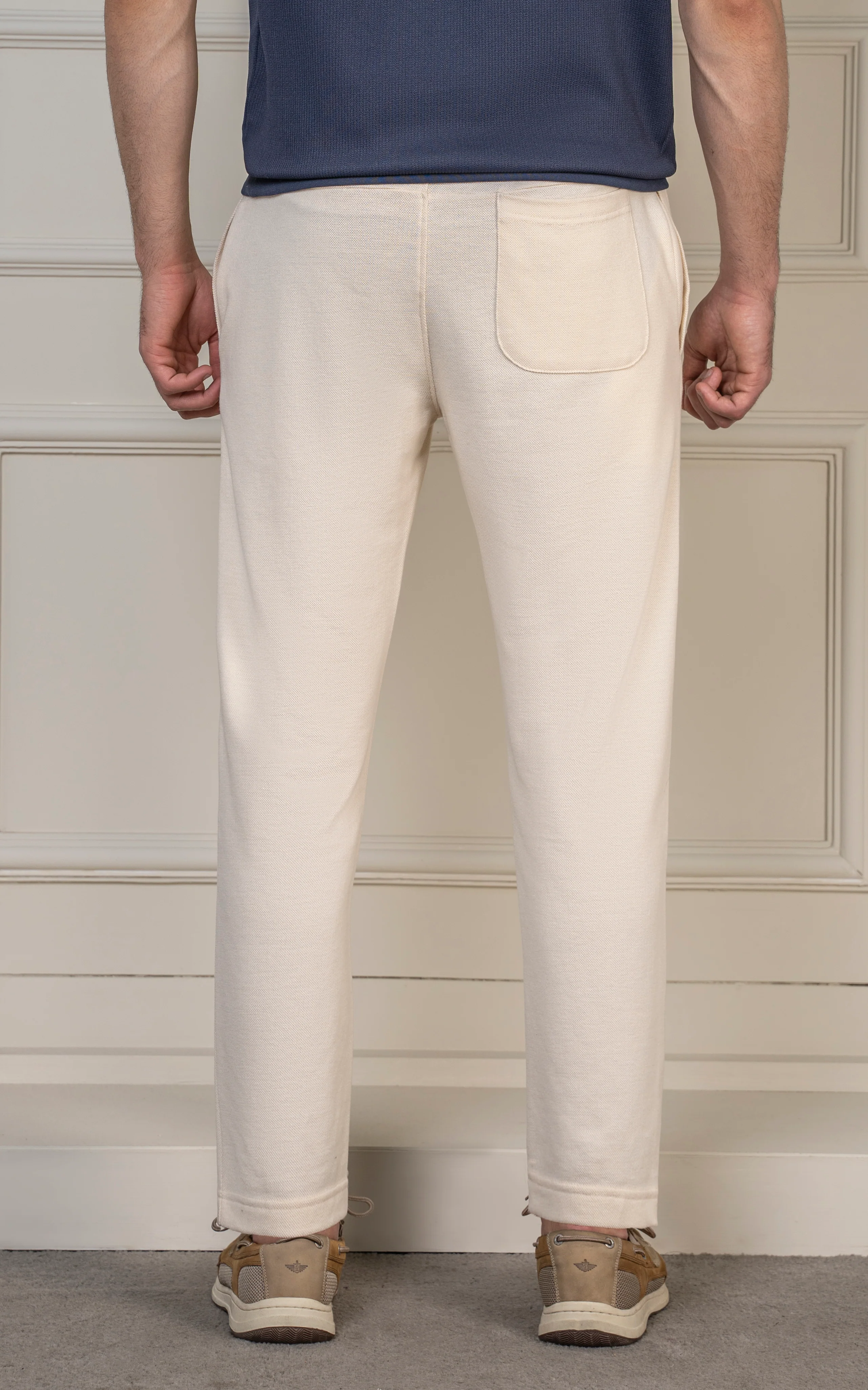 STRAIGHT FIT PIQUE TERRY JOGGER TROUSER OFF WHITE - Image 4