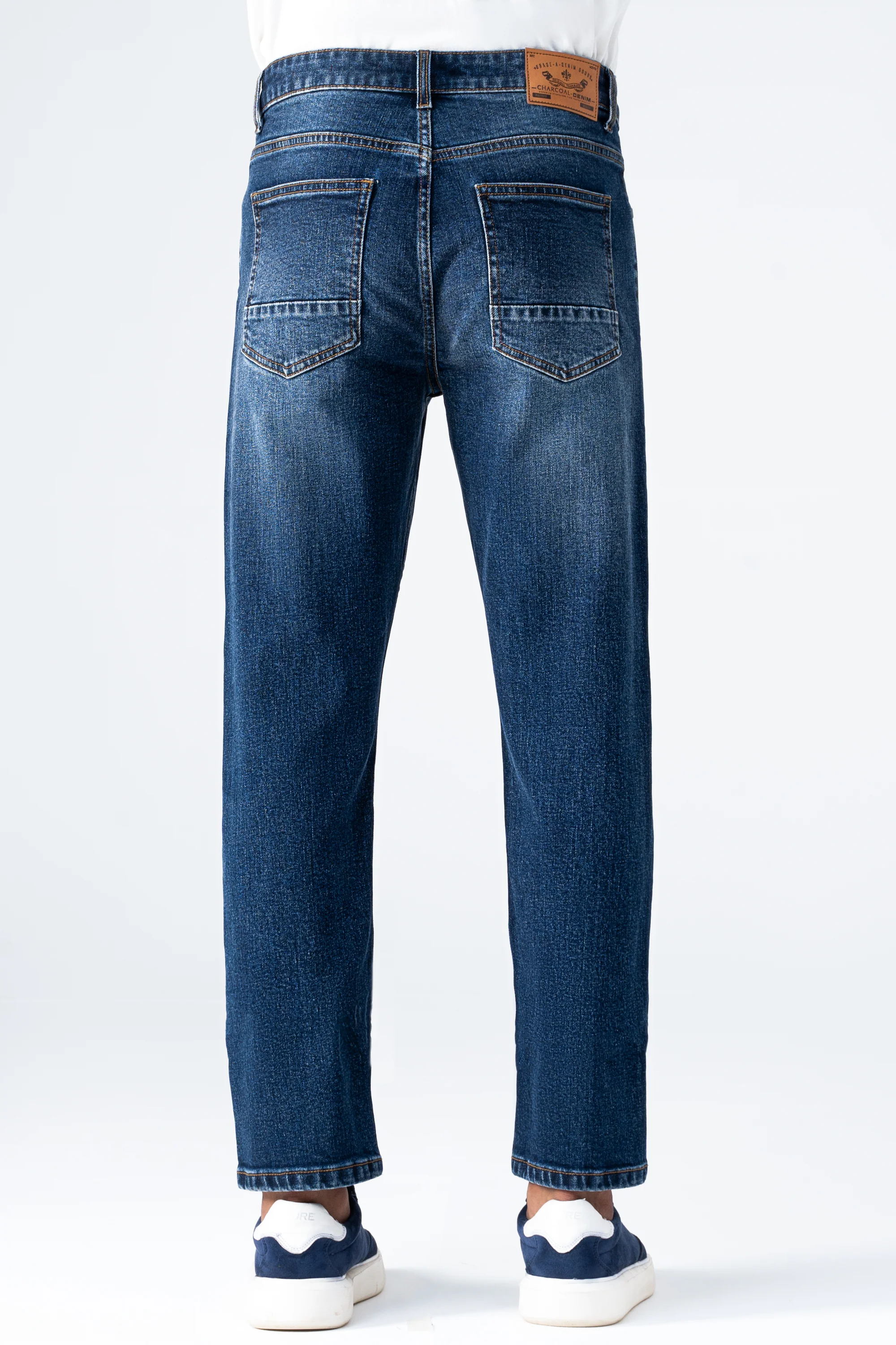 STRAIGHT LEG DENIM JEANS DARK BLUE - Image 3