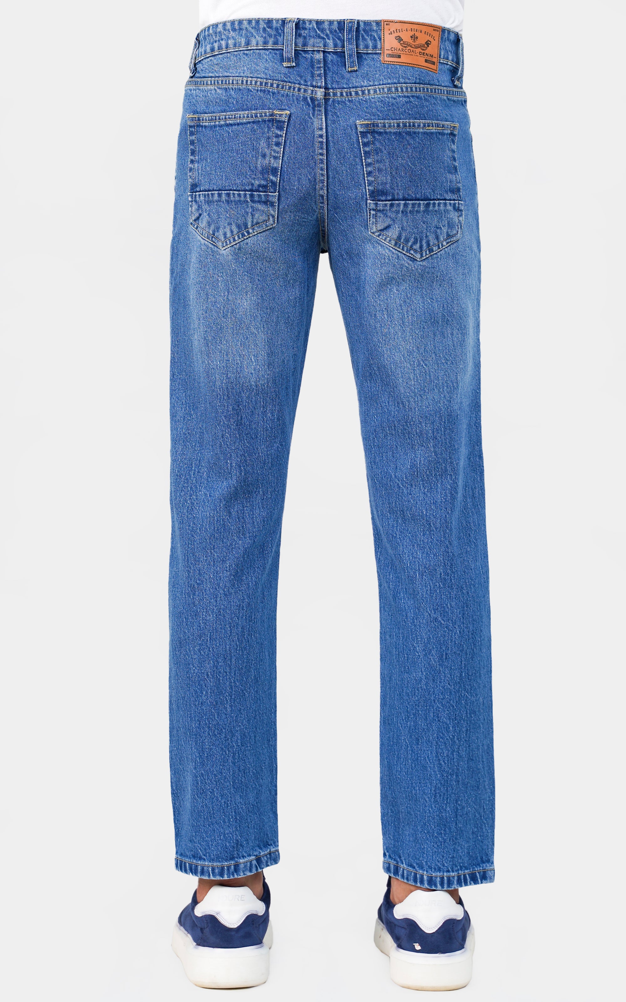 STRAIGHT LEG DENIM JEANS MID BLUE - Image 3