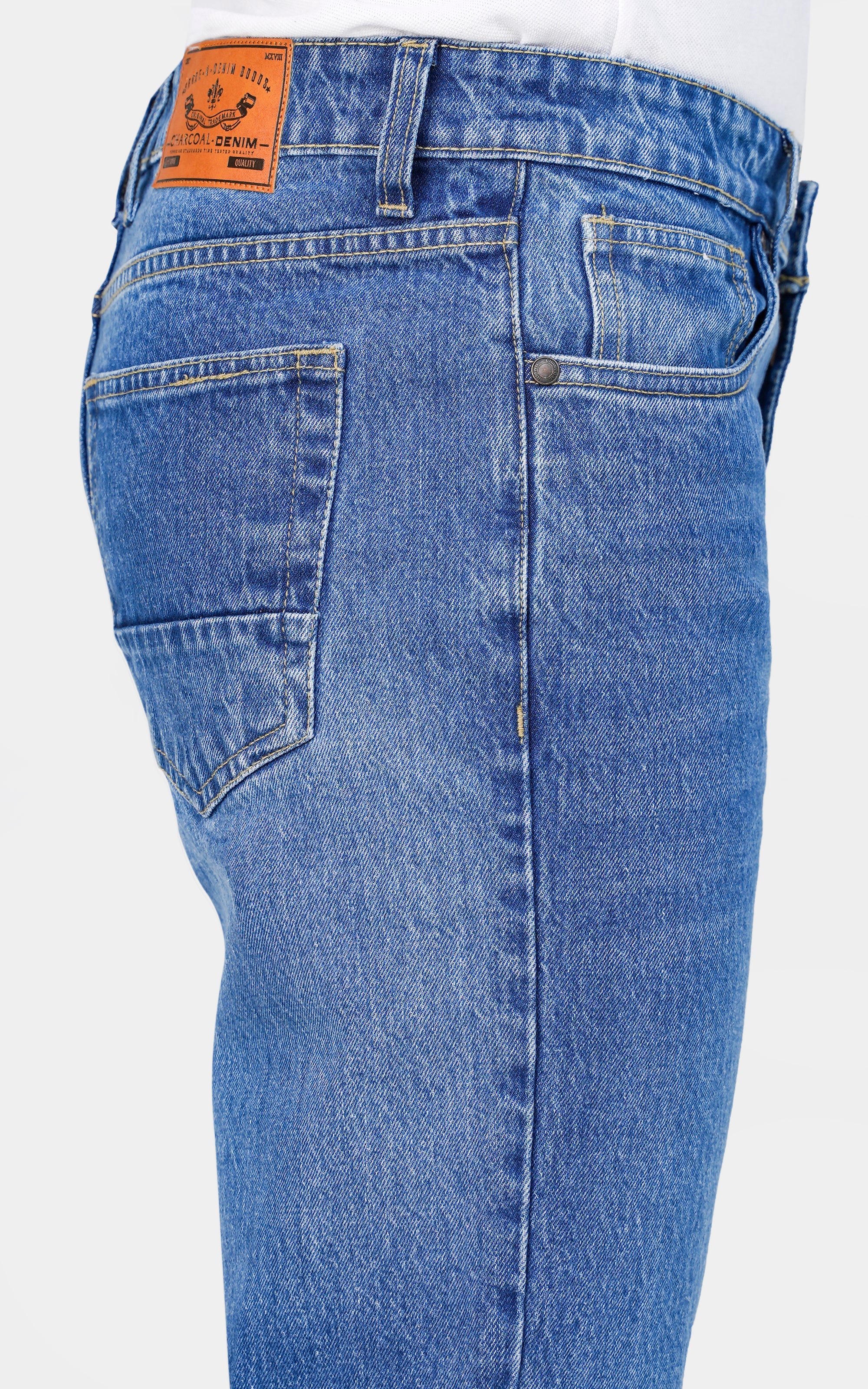 STRAIGHT LEG DENIM JEANS MID BLUE - Image 4