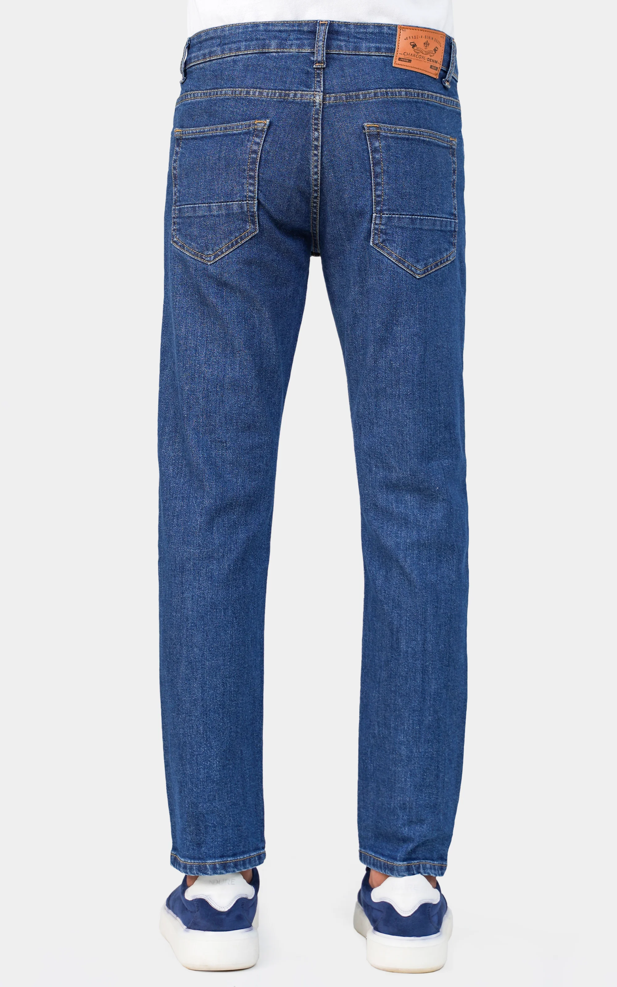 STRAIGHT LEG DENIM JEANS MID BLUE - Image 3
