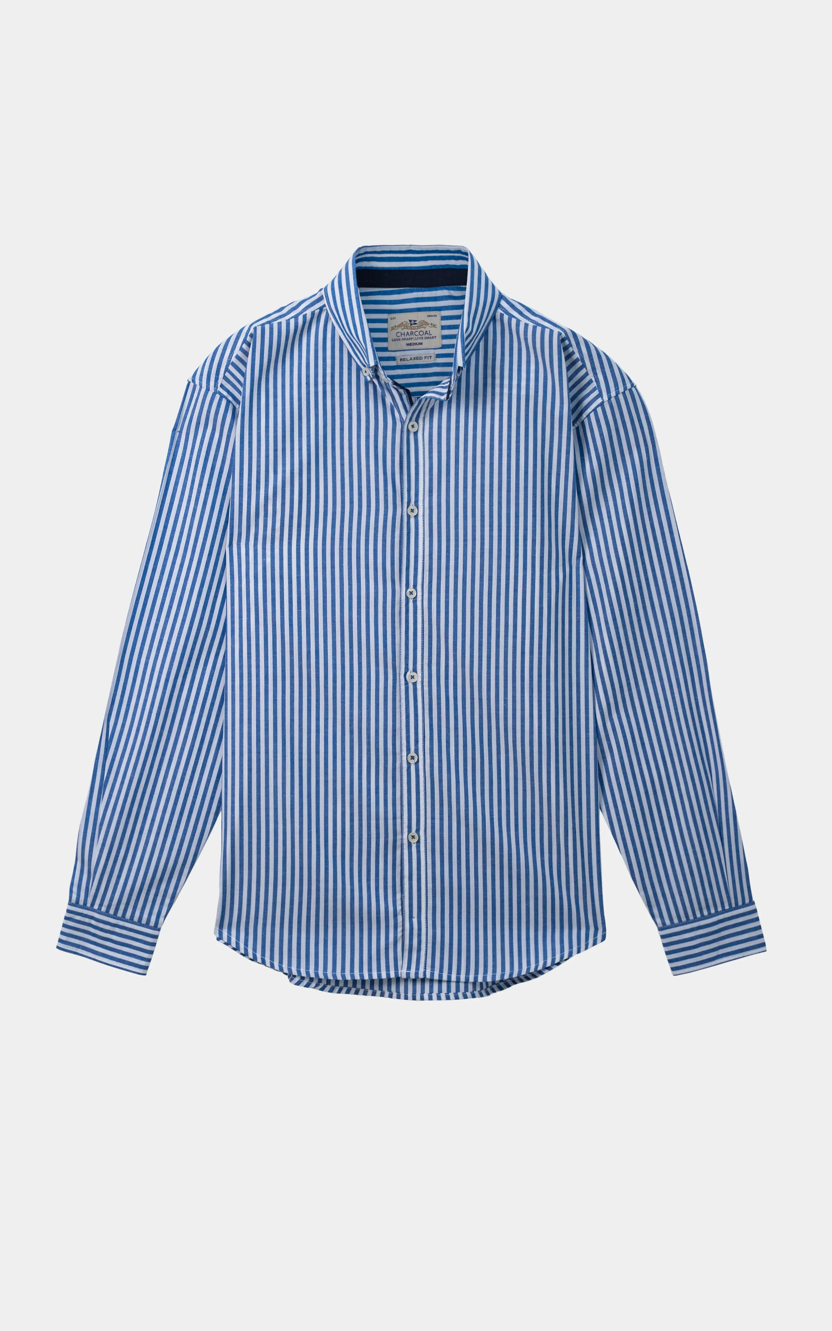 STRIPED RELAXED CASUAL SHIRT  WHITE BLUE