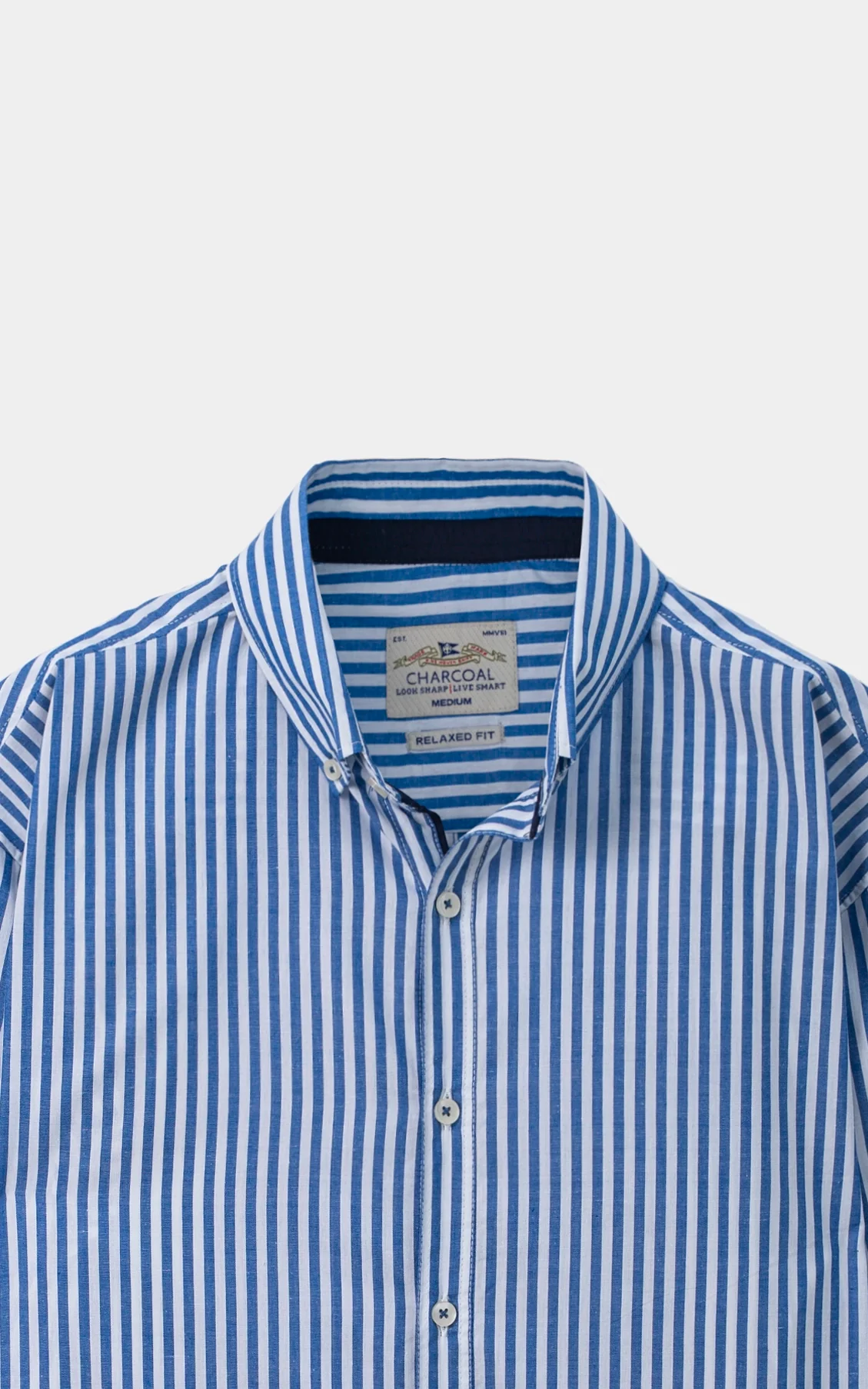 STRIPED RELAXED CASUAL SHIRT  WHITE BLUE - Image 2