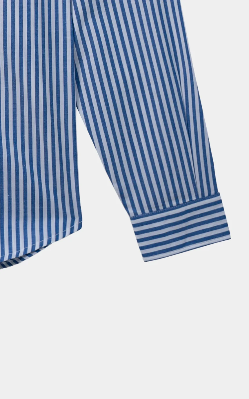 STRIPED RELAXED CASUAL SHIRT  WHITE BLUE - Image 3