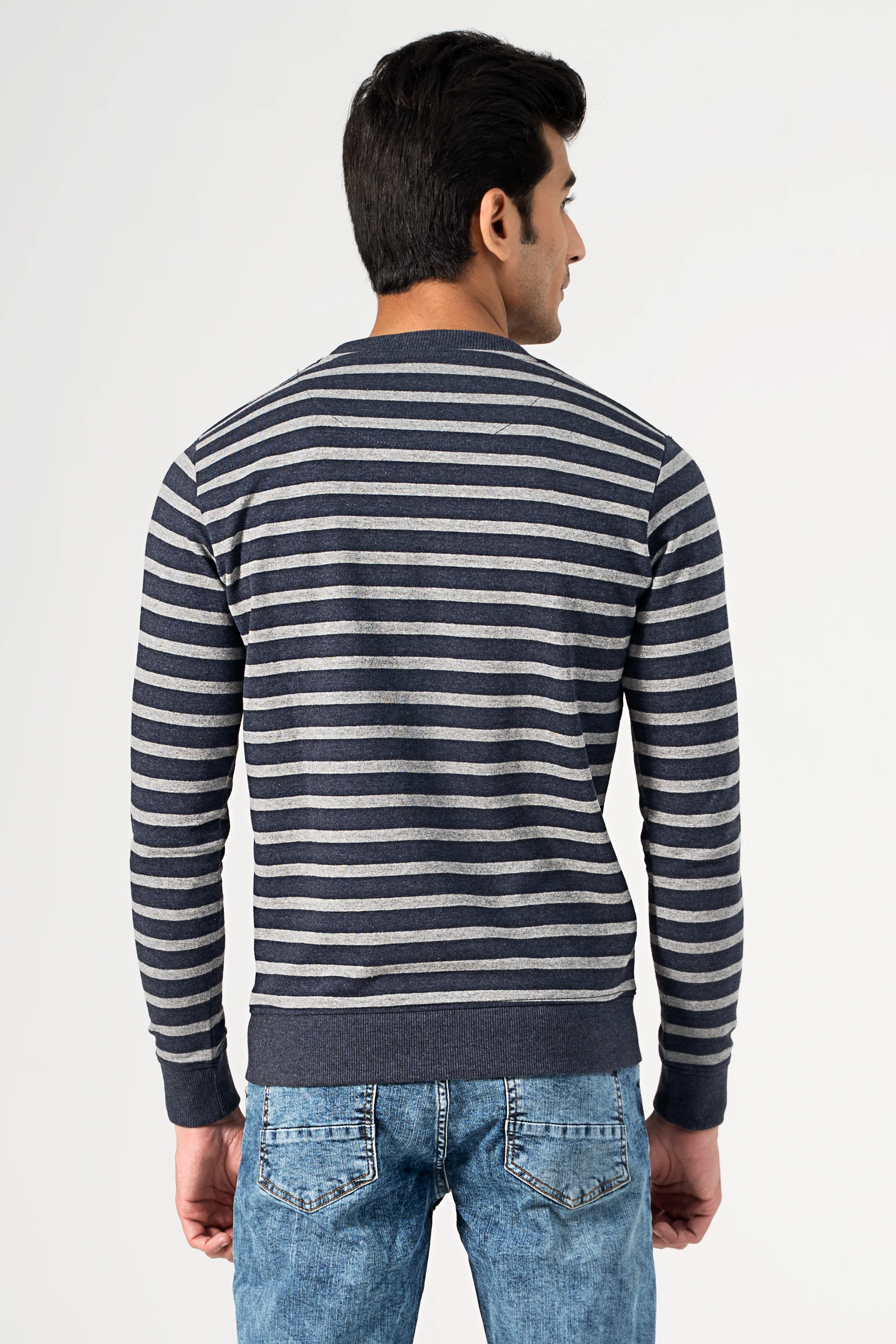 STRIPER SWEAT SHIRT NAVY GREY - Image 4