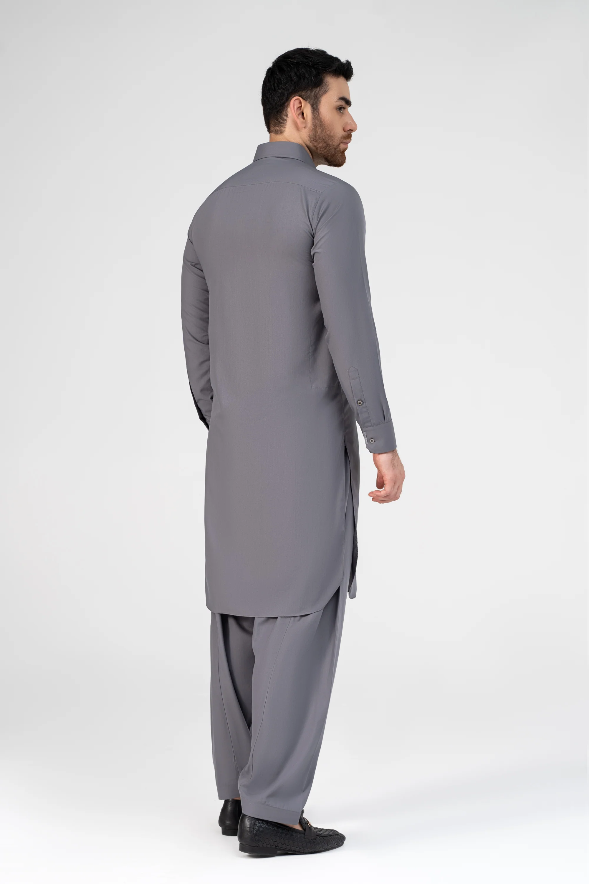 SUPER SOFT BLENDED KAMEEZ SHALWAR LIGHT GREY - Image 3
