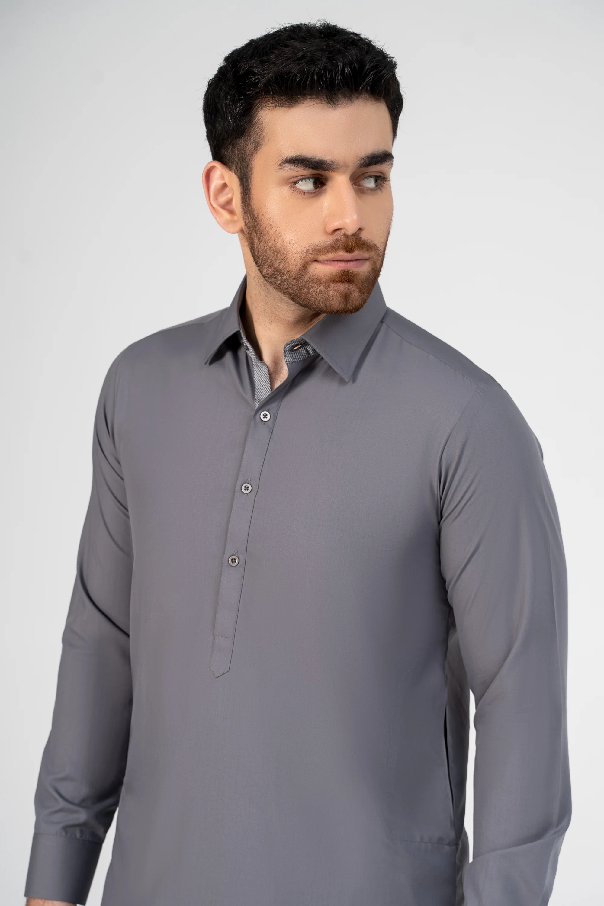 SUPER SOFT BLENDED KAMEEZ SHALWAR LIGHT GREY - Image 4