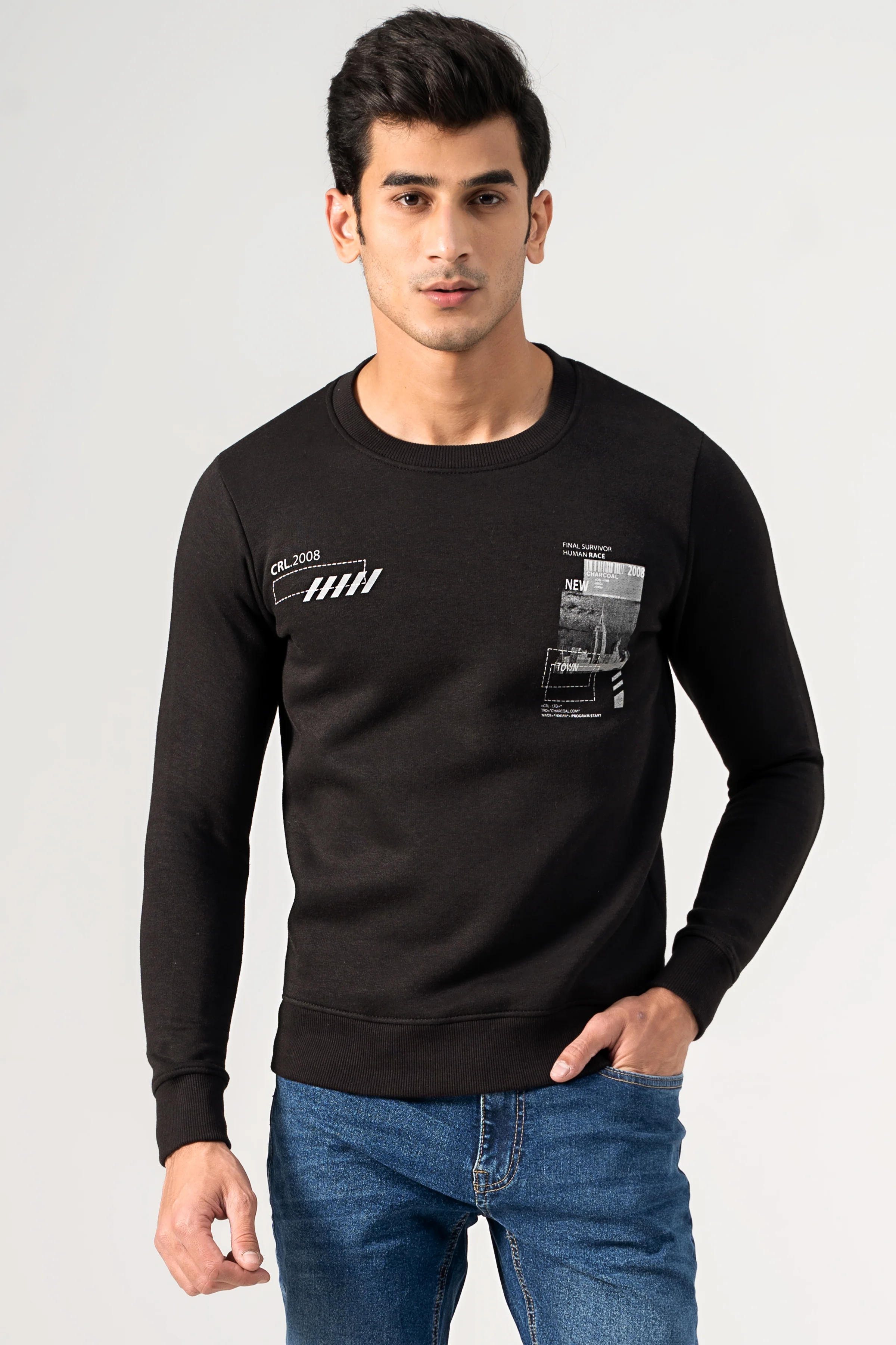 SWEAT SHIRT CREW NECK BLACK - Image 2