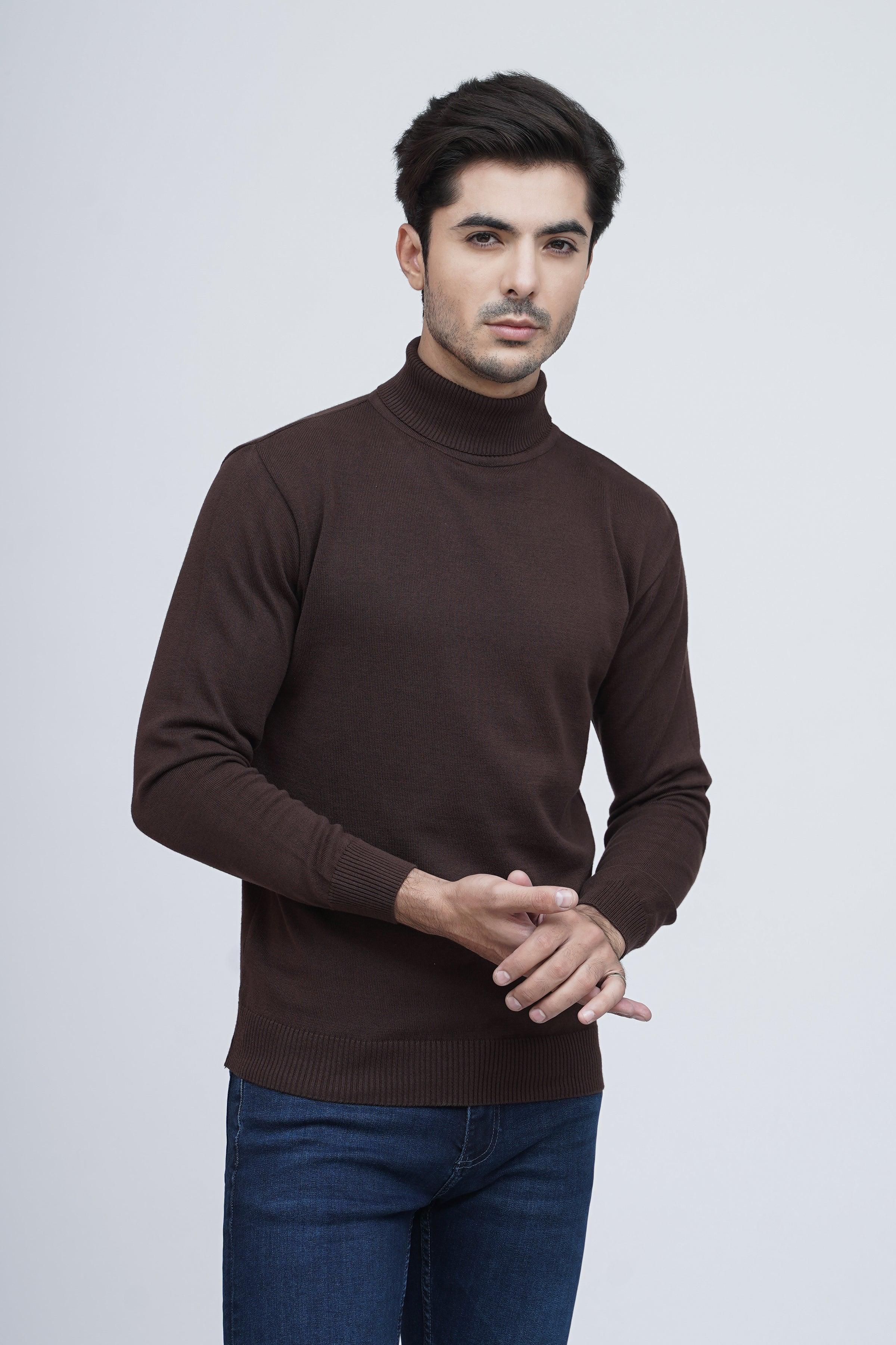 SWEATER HIGH NECK F/S BROWN