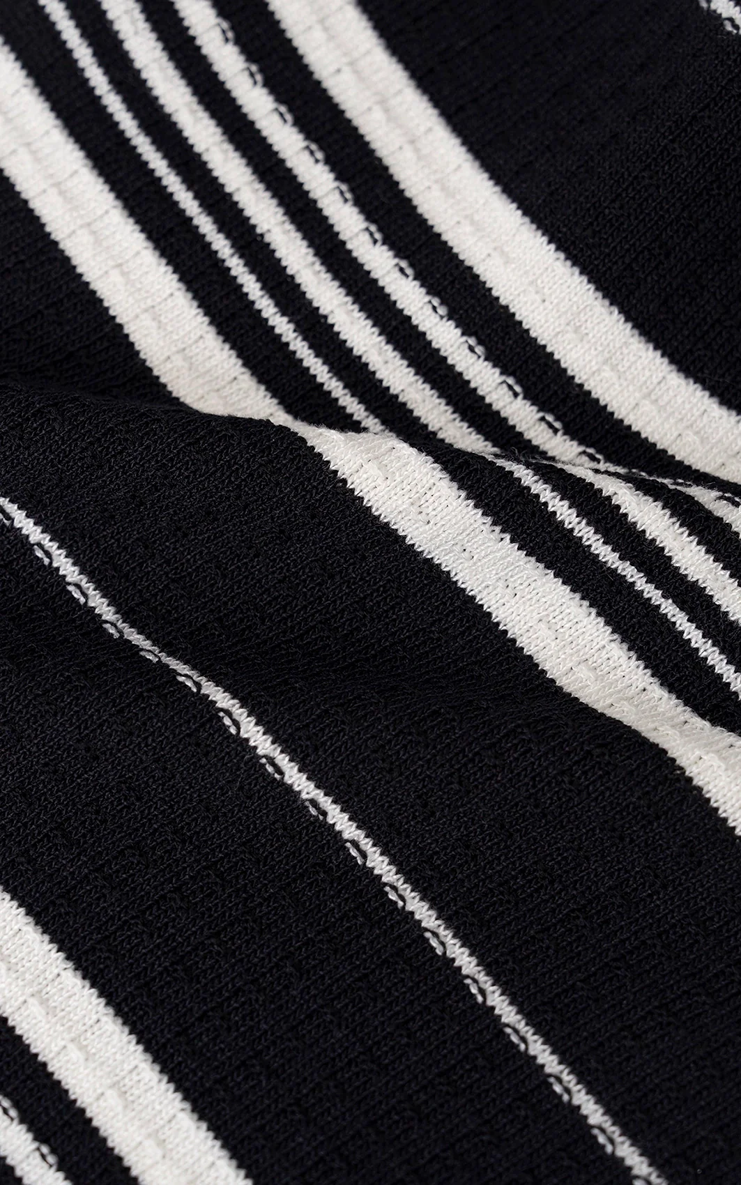 SWEATER KNIT HORIZONTAL STRIPED POLO SHIRT BLACK - Image 8