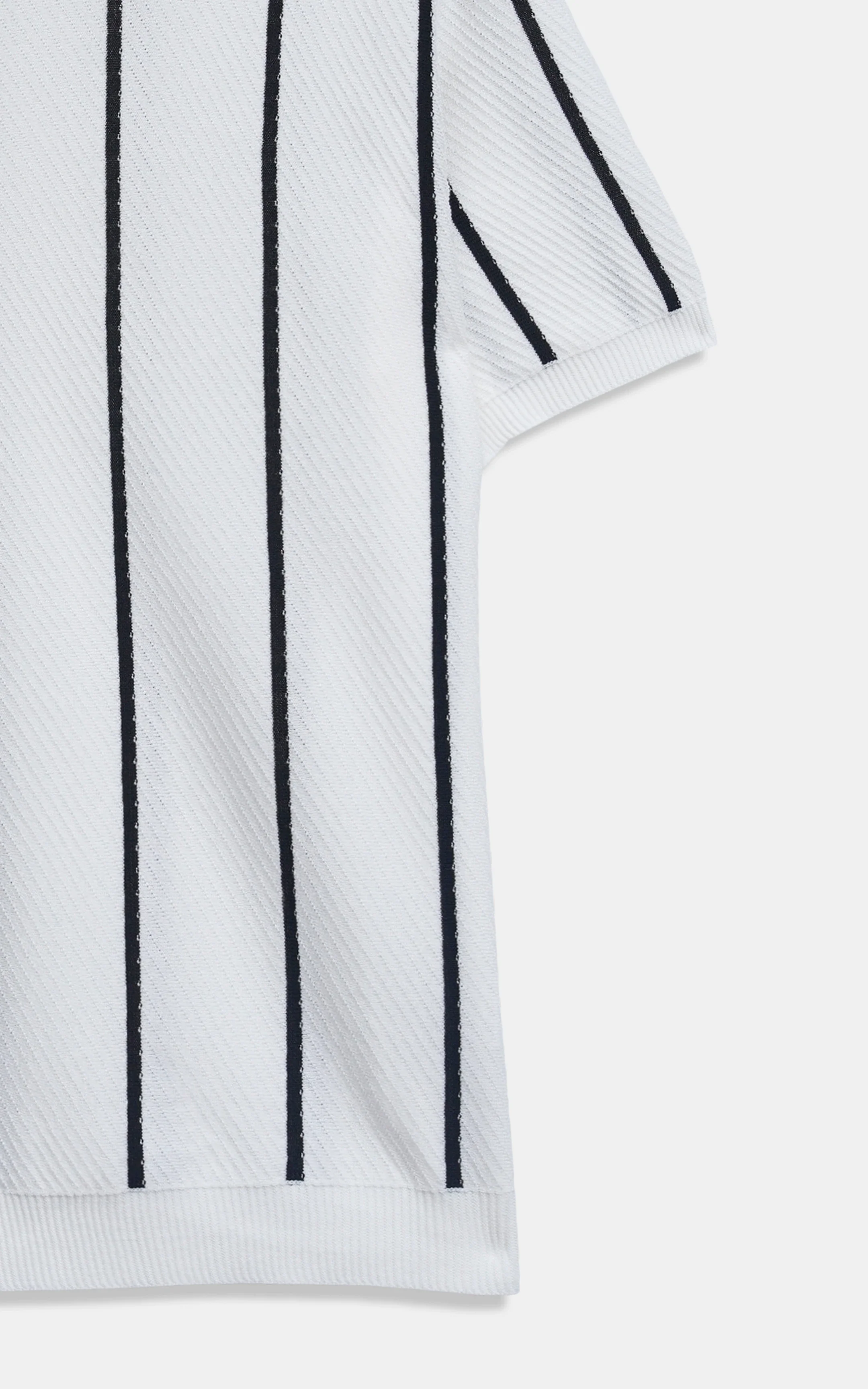 SWEATER KNIT SELF STRIPED CREW NECK T-SHIRT WHITE - Image 7