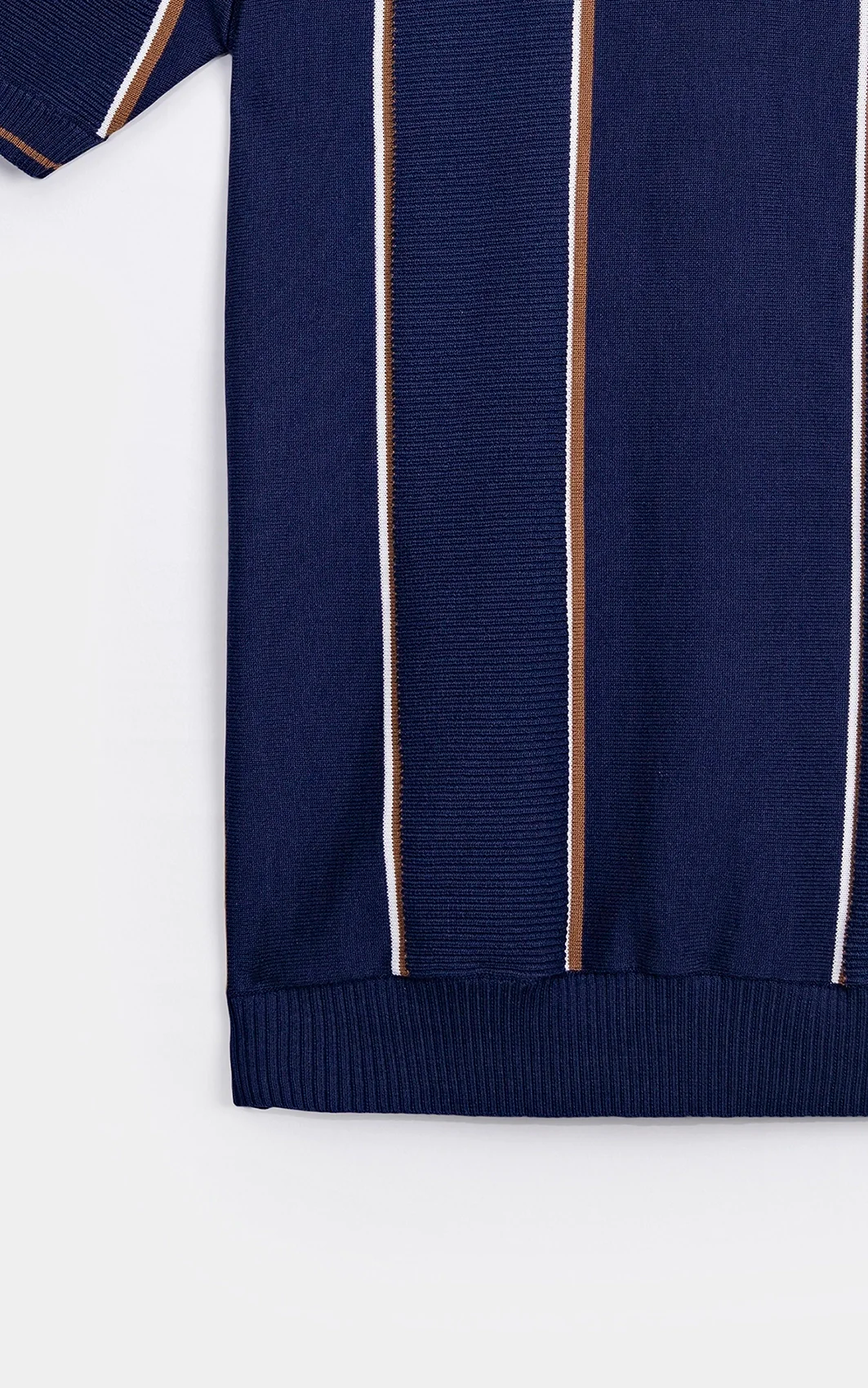 SWEATER KNIT VERTICAL STRIPED POLO SHIRT NAVY - Image 5