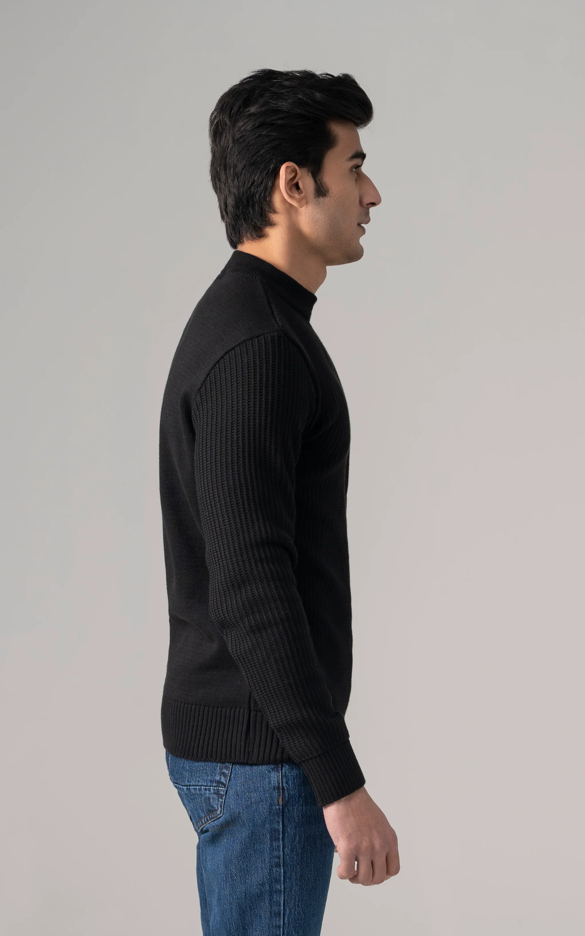 Knitted Mock Neck Black - Image 3