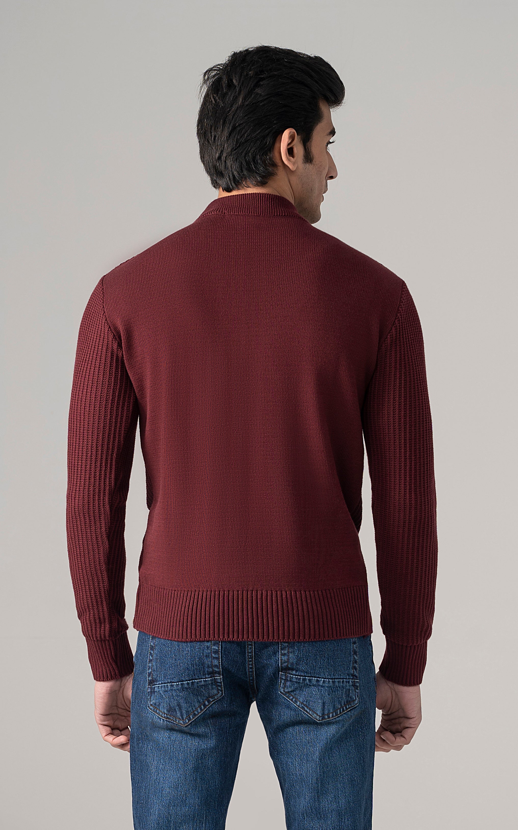 Knitted Mock Neck Maroon - Image 4