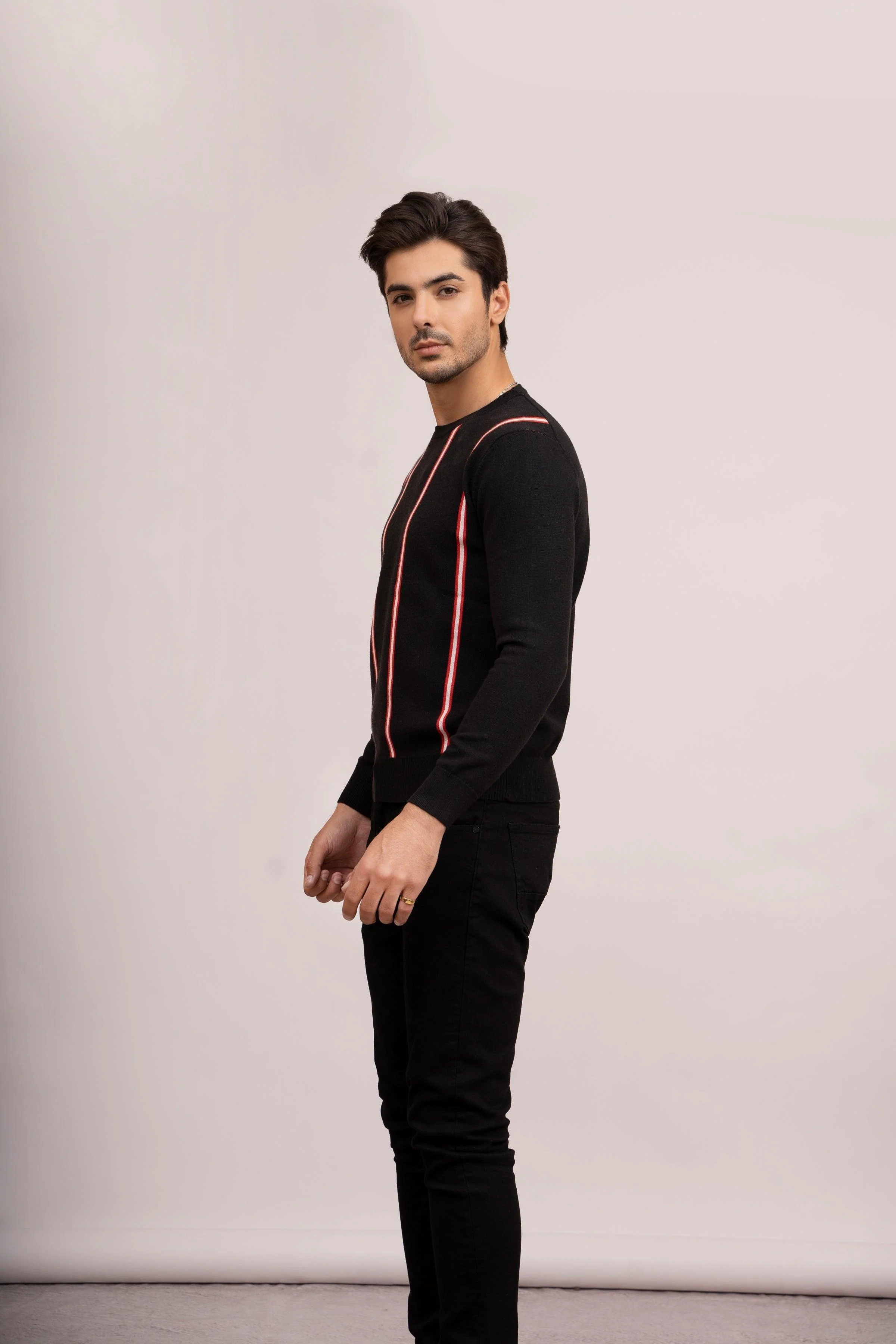 SWEATER R NECK F/L BLACK - Image 4