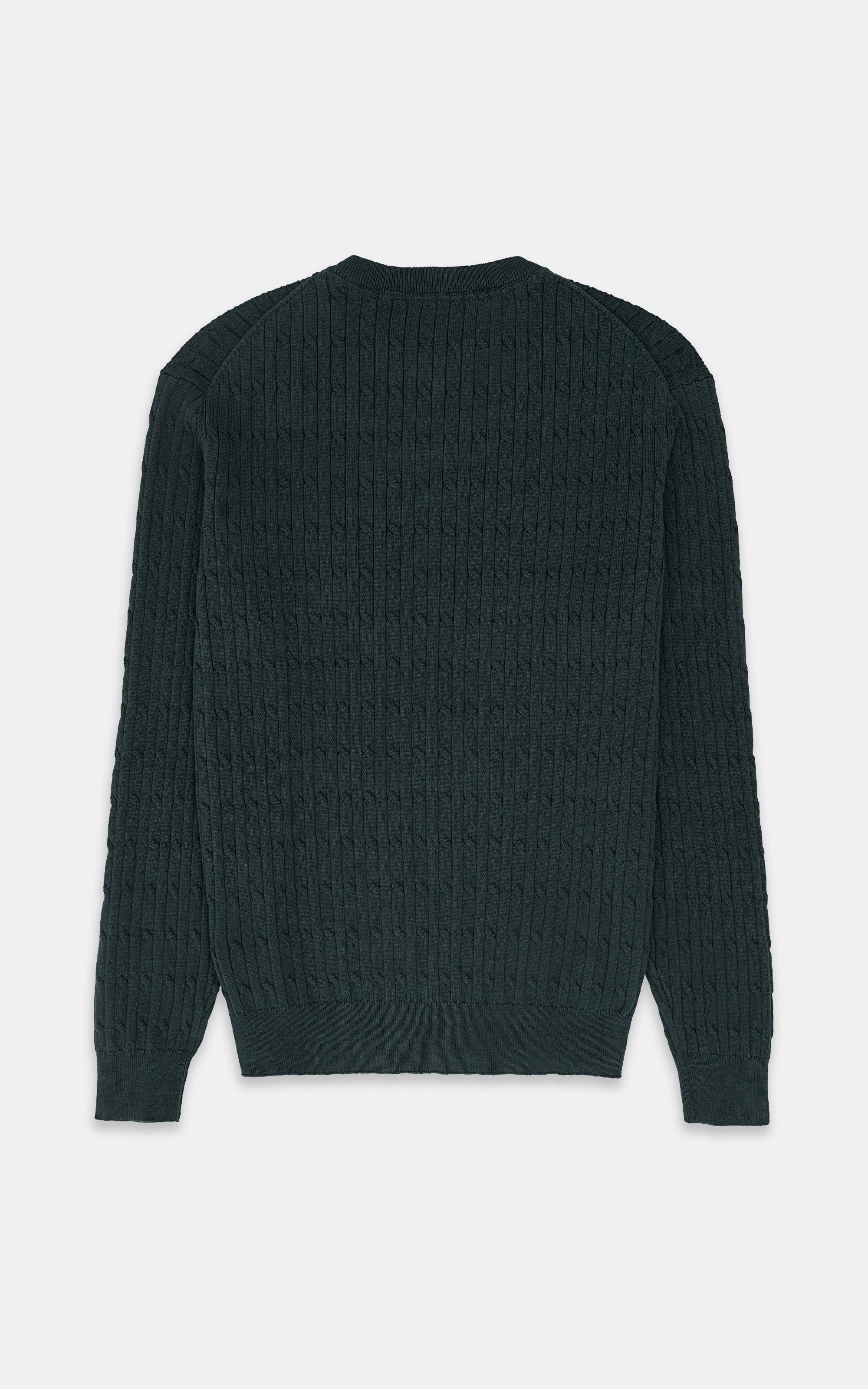 CABLE-KNIT SWEATER BOTTLE GREEN - Image 3