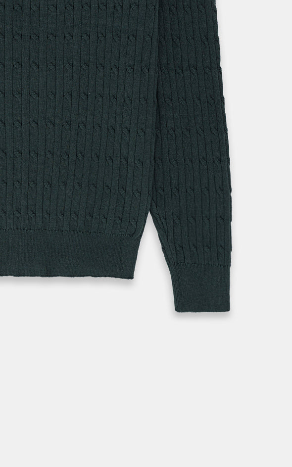 CABLE-KNIT SWEATER BOTTLE GREEN - Image 4