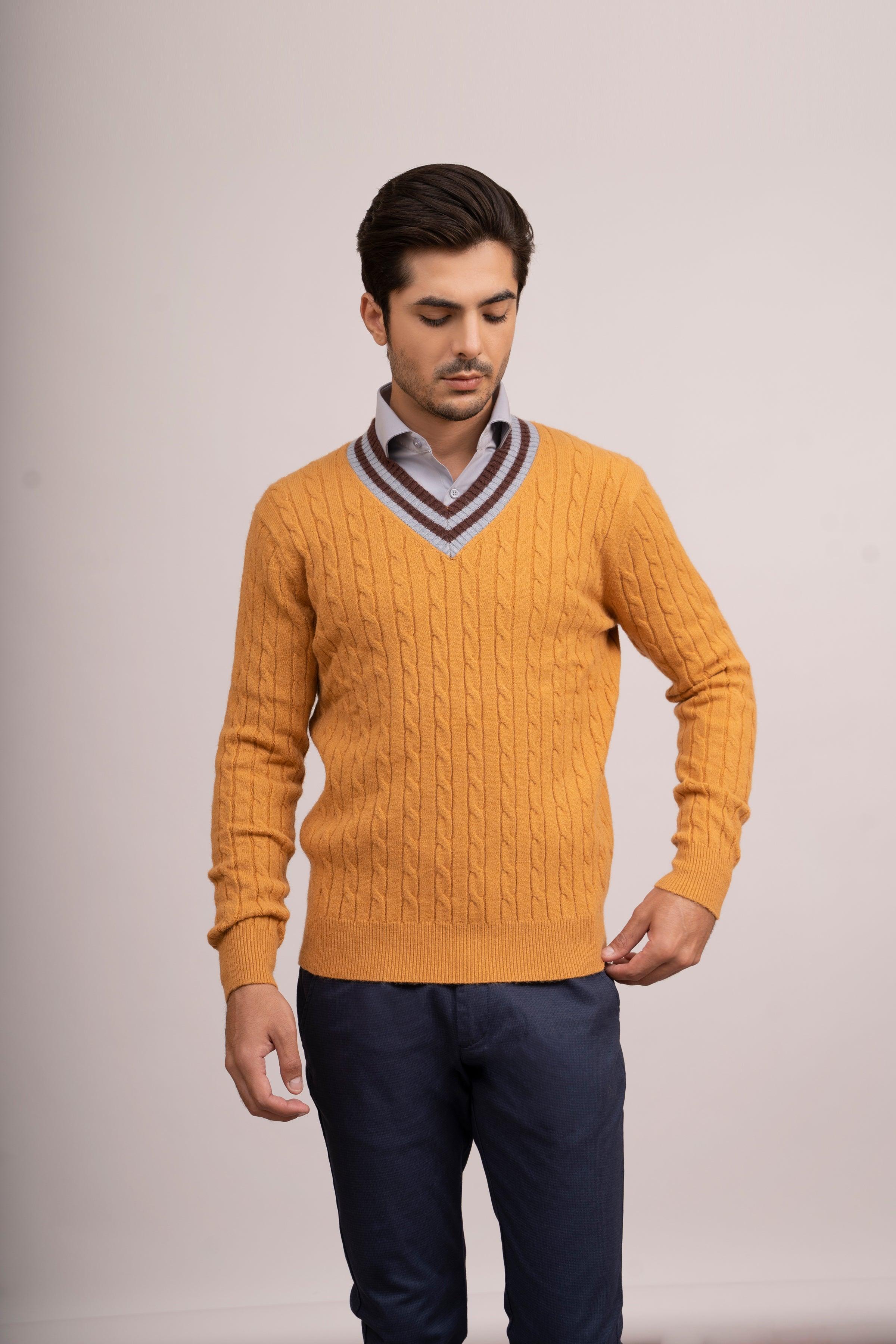 SWEATER V NECK F/L MUSTARD
