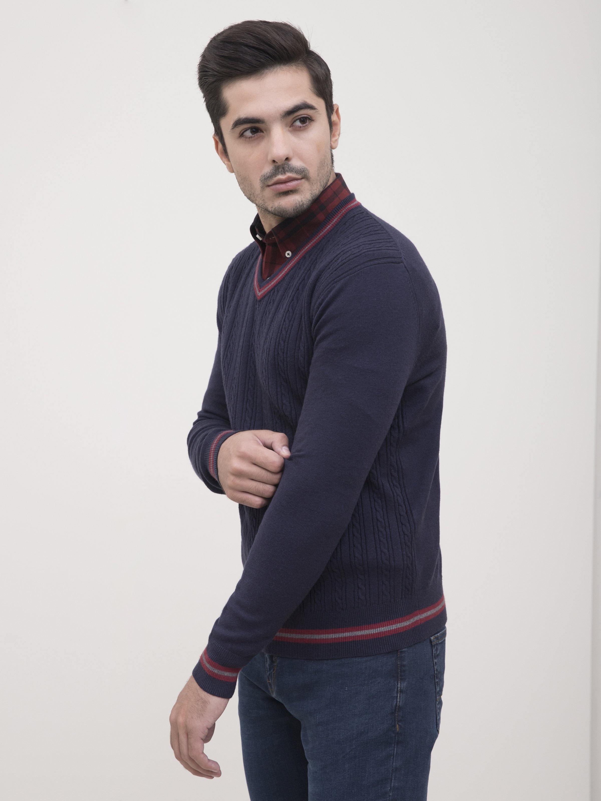 SWEATER V NECK FULL SLEEVE NAVY - Image 4