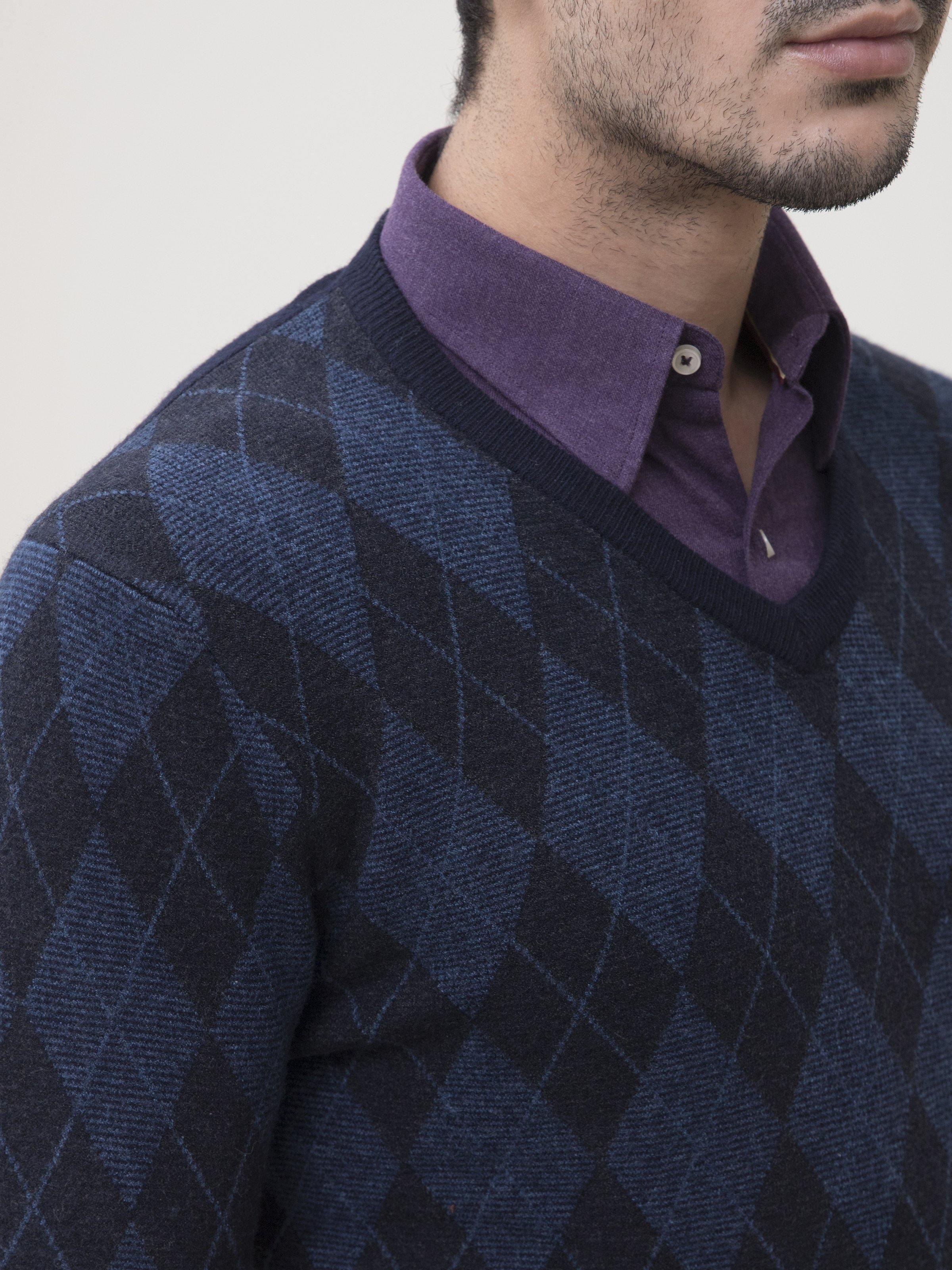 SWEATER V NECK FULL SLEEVE NAVY BLACK - Image 2