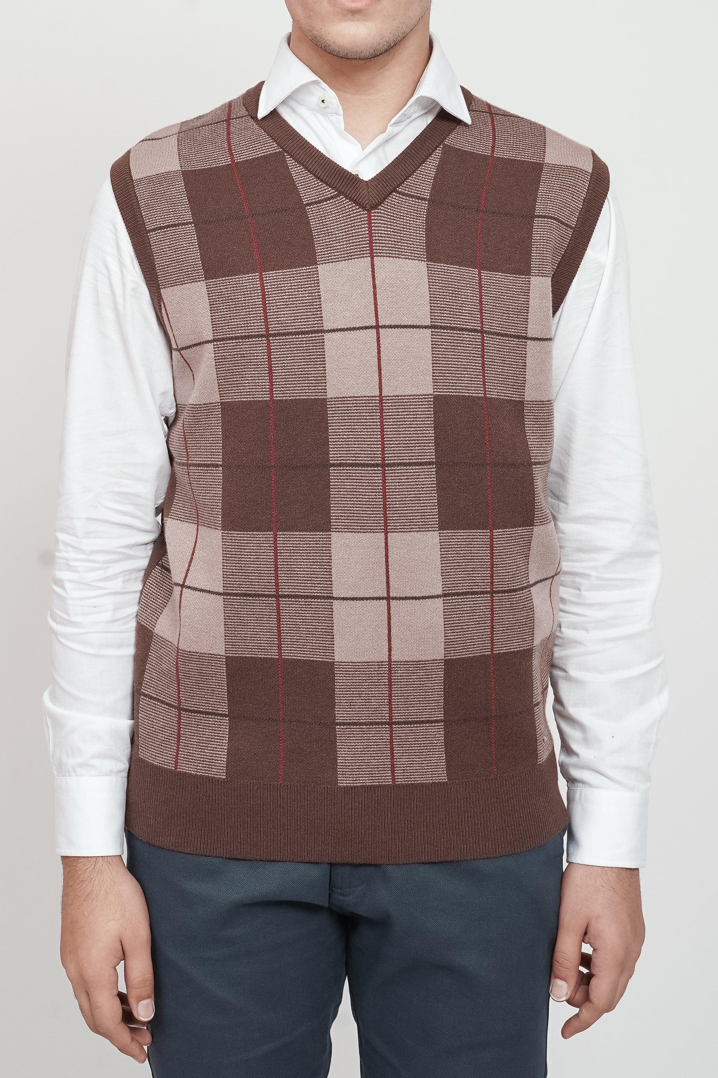 SWEATER V NECK S/L BROWN