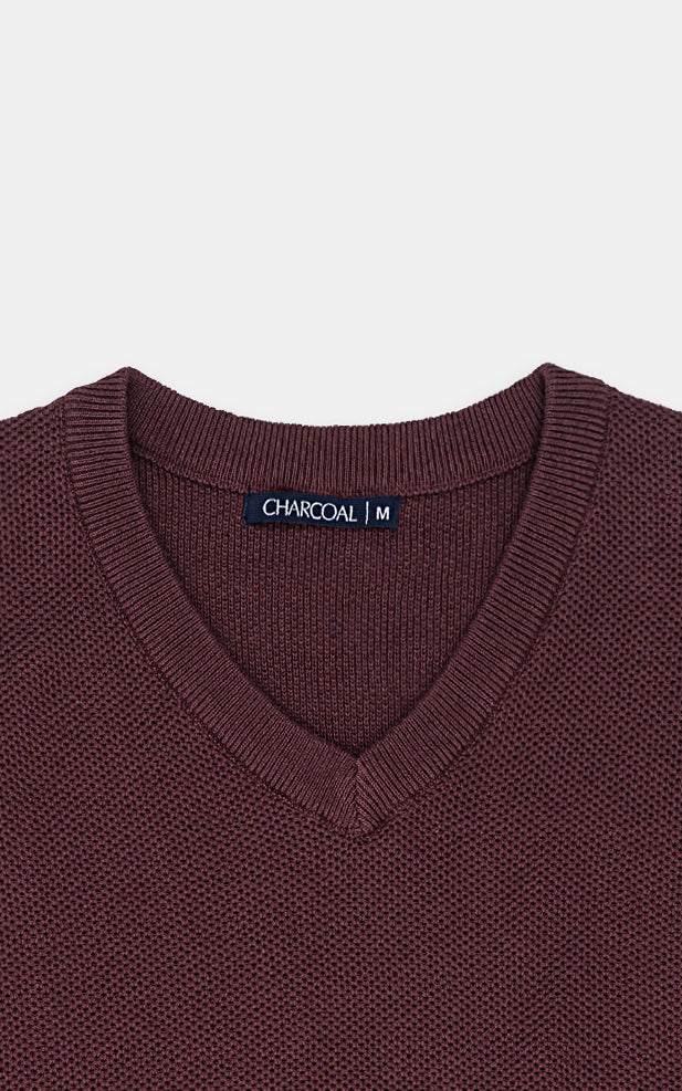 SWEATER V NECK SLEEVELESS DULL MAROON - Image 2