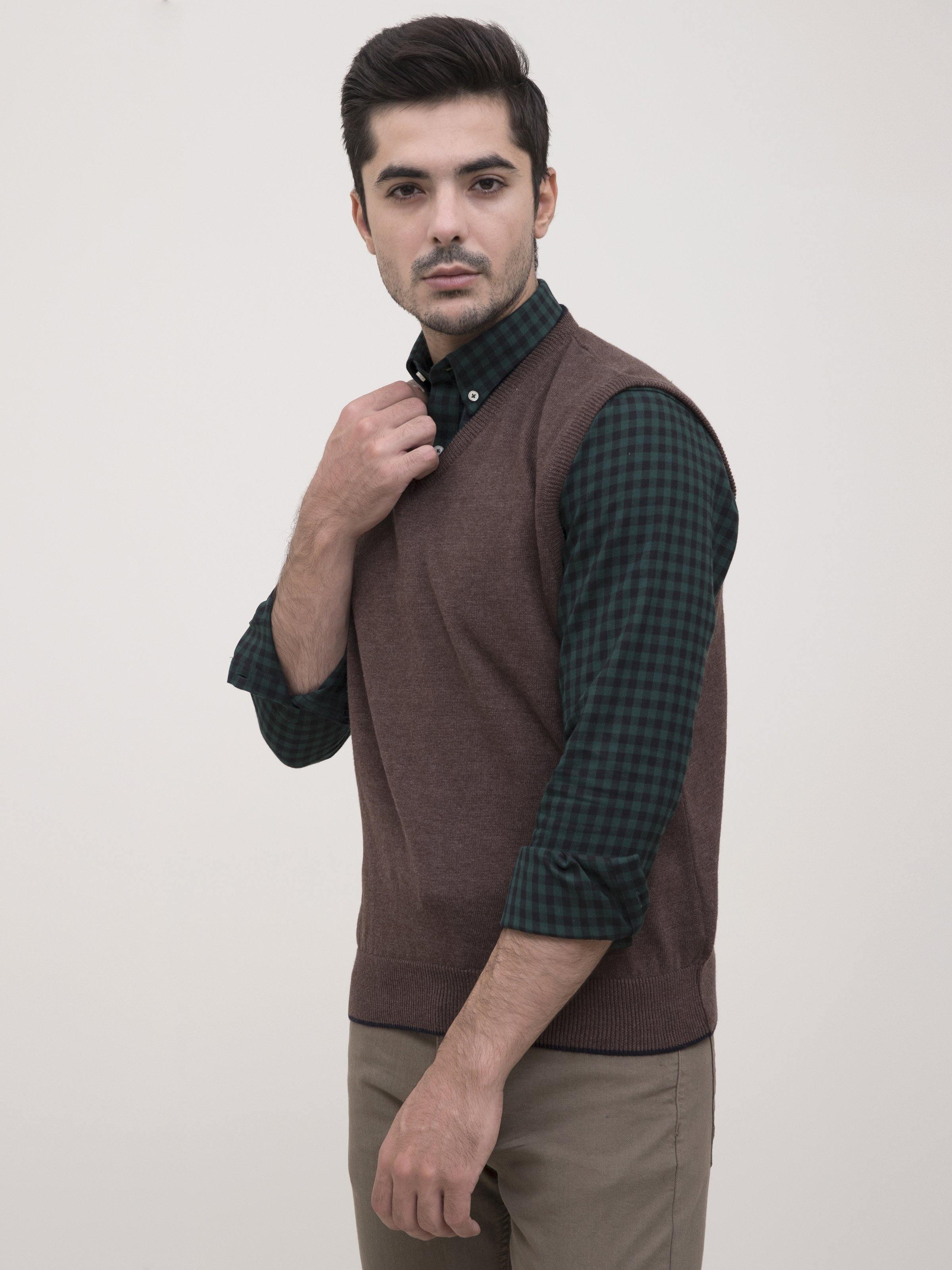 SWEATER V NECK TIPPING BROWN - Image 2