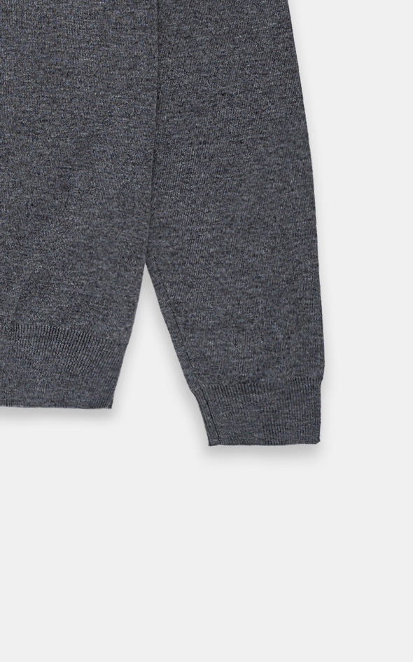 MOCK NECK ZIPPER SWEATER GREY - Image 4
