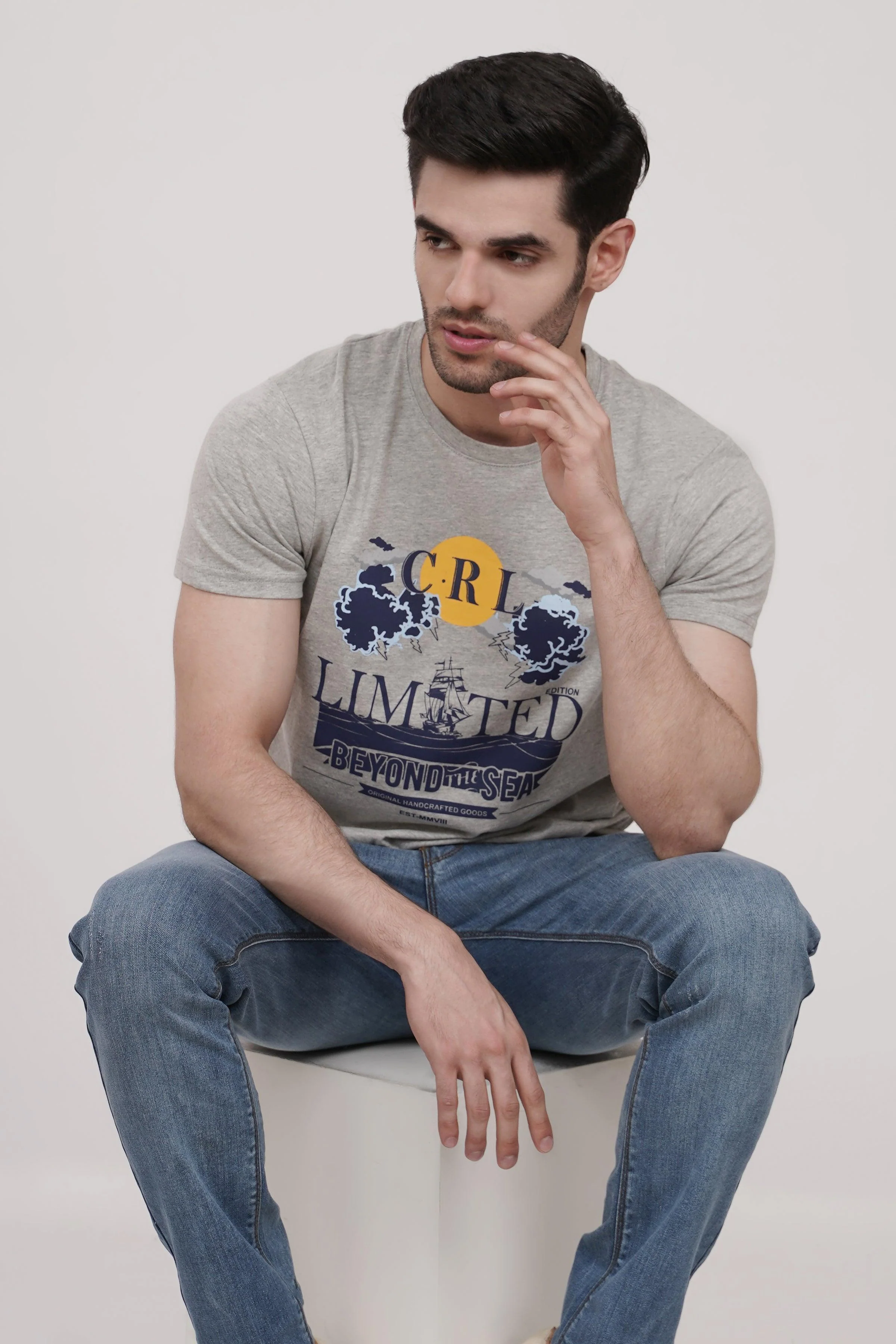 T SHIRT CREW NECK HYDER GREY - Image 4
