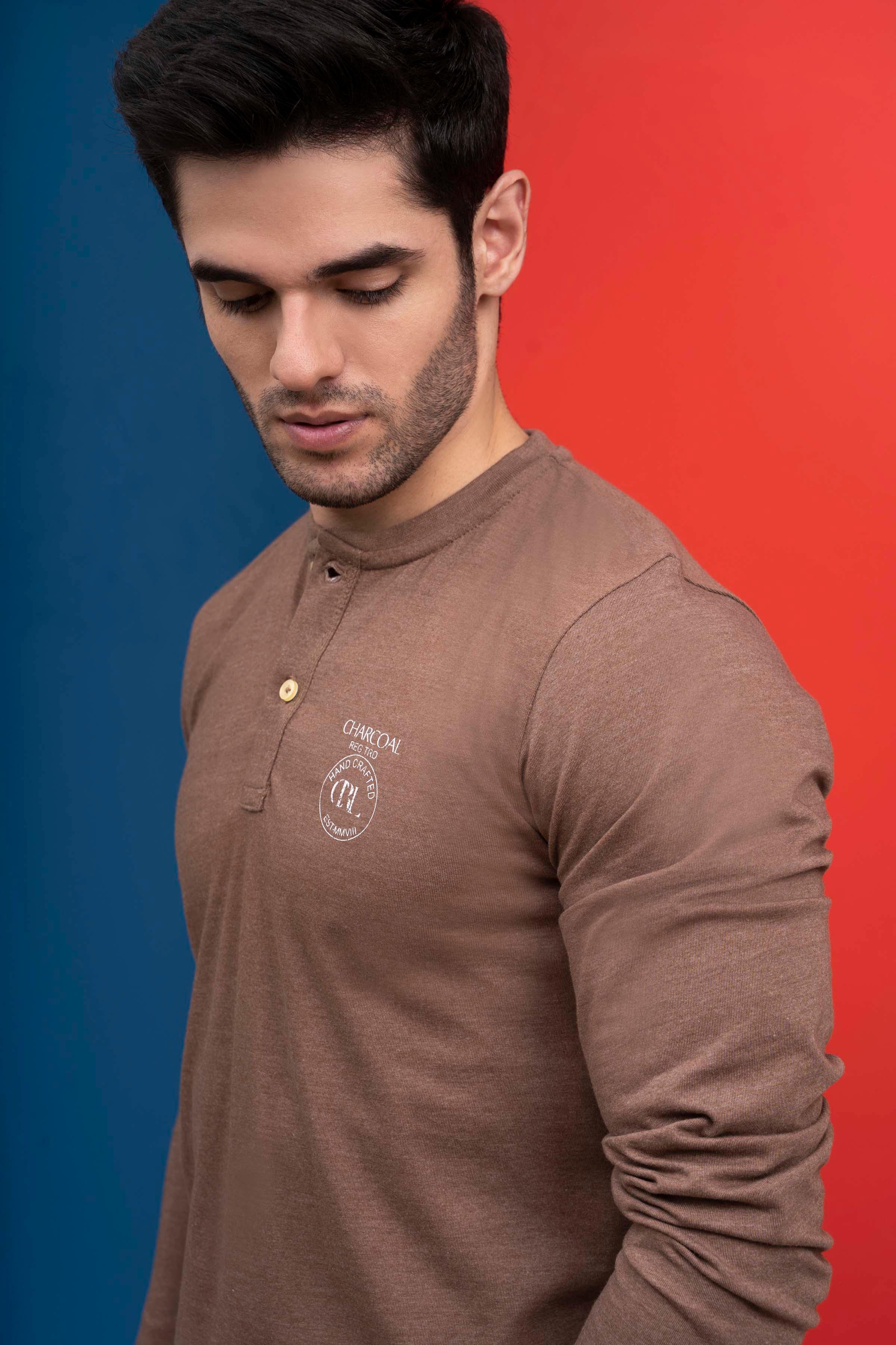 T SHIRT HENLAY FULL SLEEVE KHAKI - Image 4