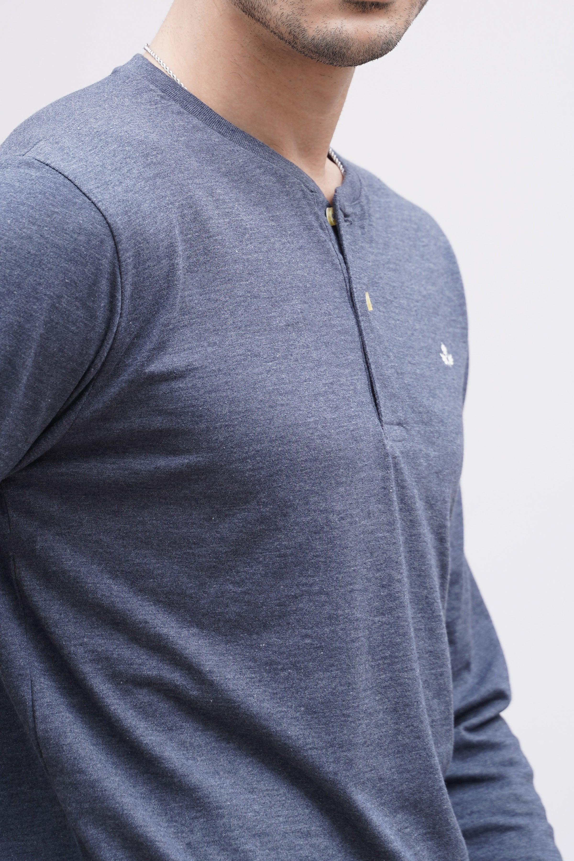 T SHIRT HENLY F/S BLUE MAROON - Image 4