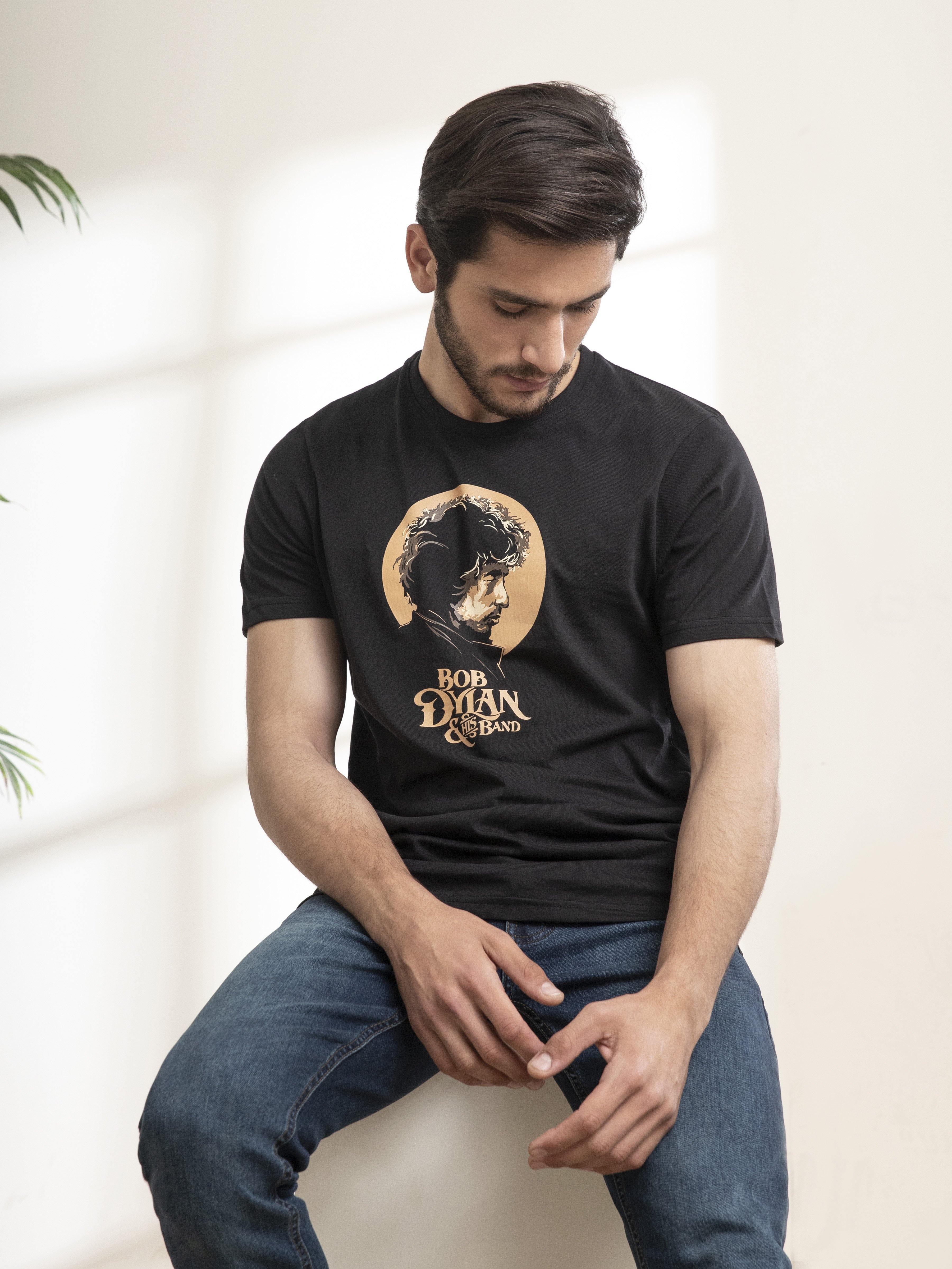 T SHIRT ROUND NECK BOB DYLEN BLACK
