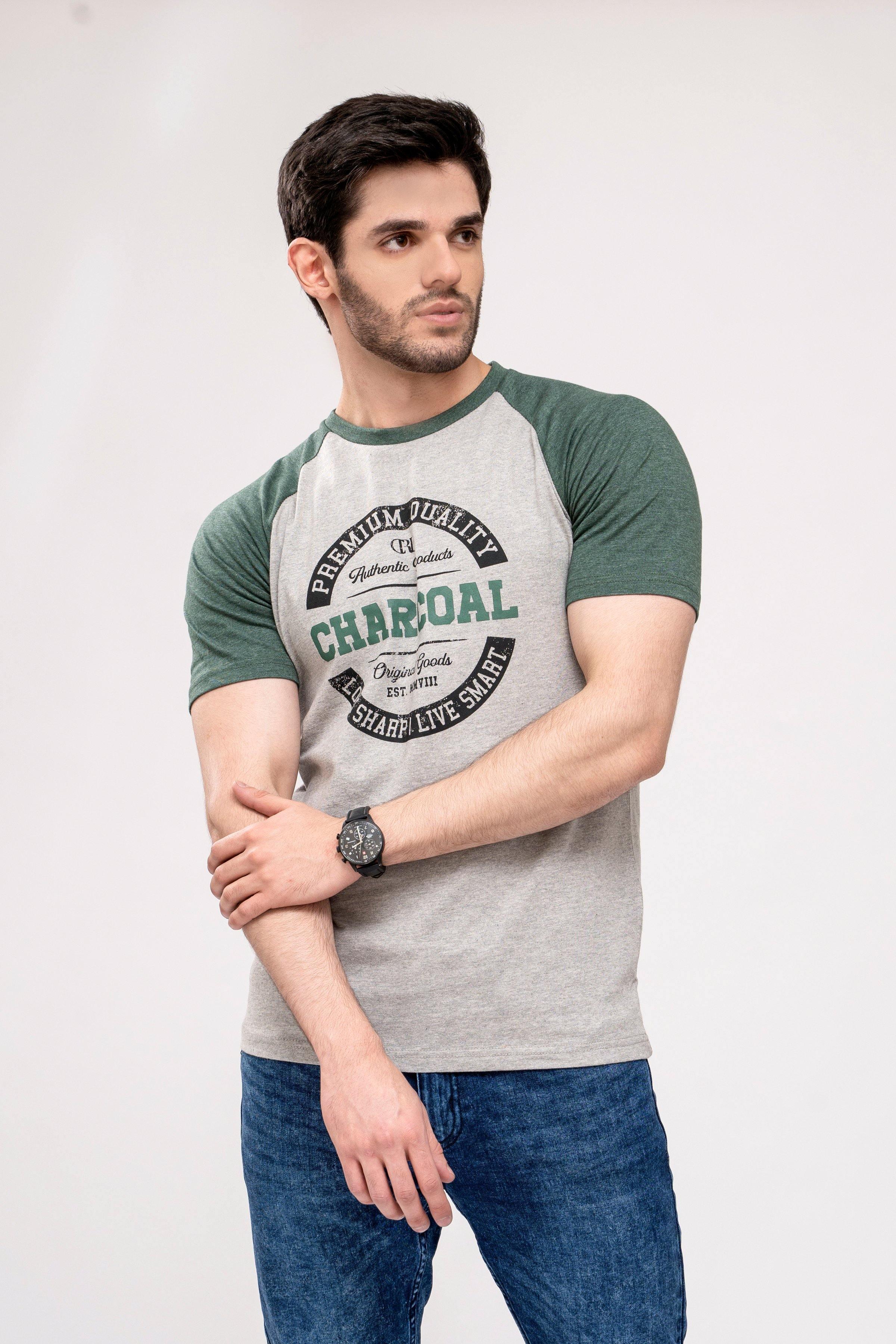 T SHIRT ROUND NECK GREY GREEN