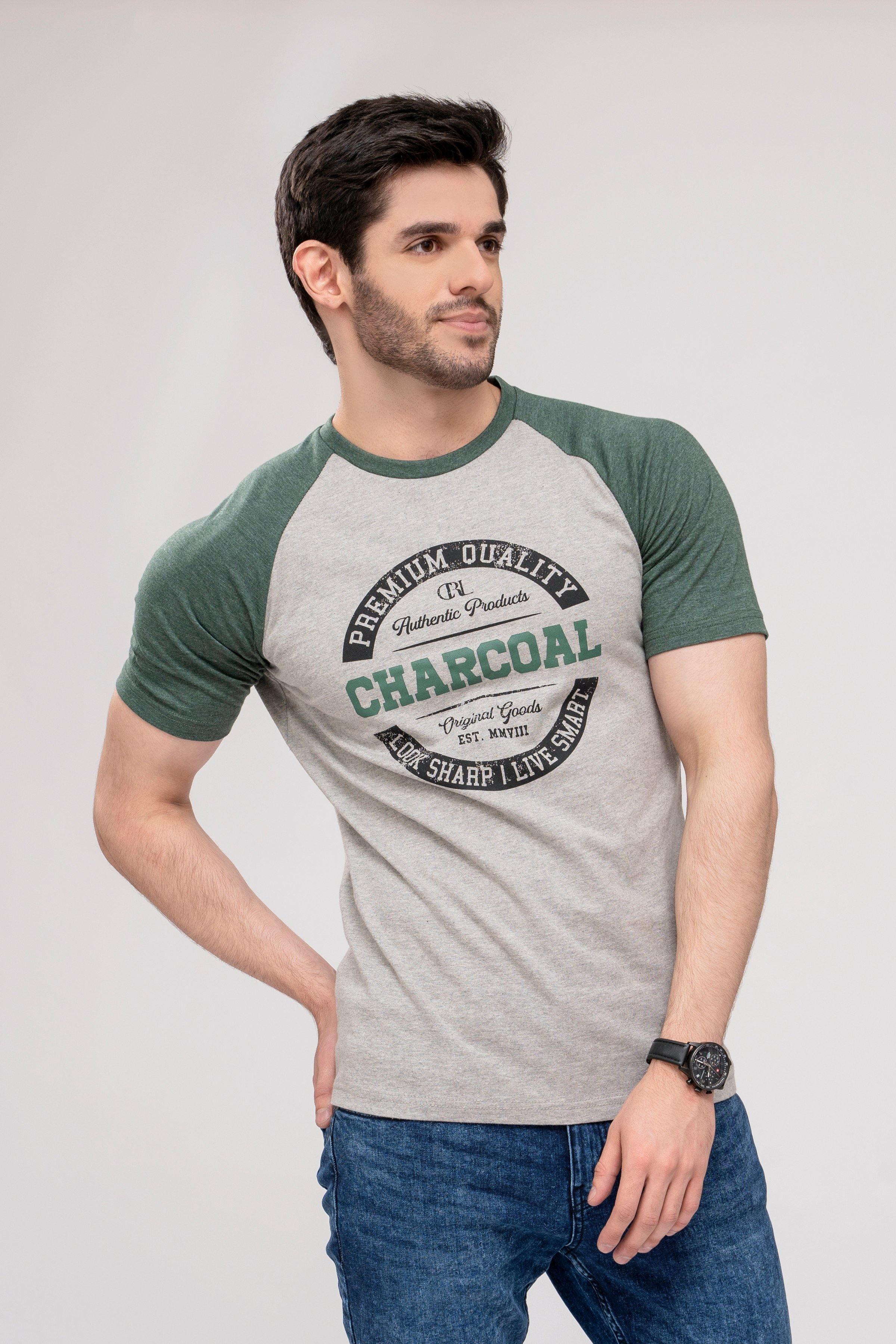 T SHIRT ROUND NECK GREY GREEN - Image 2