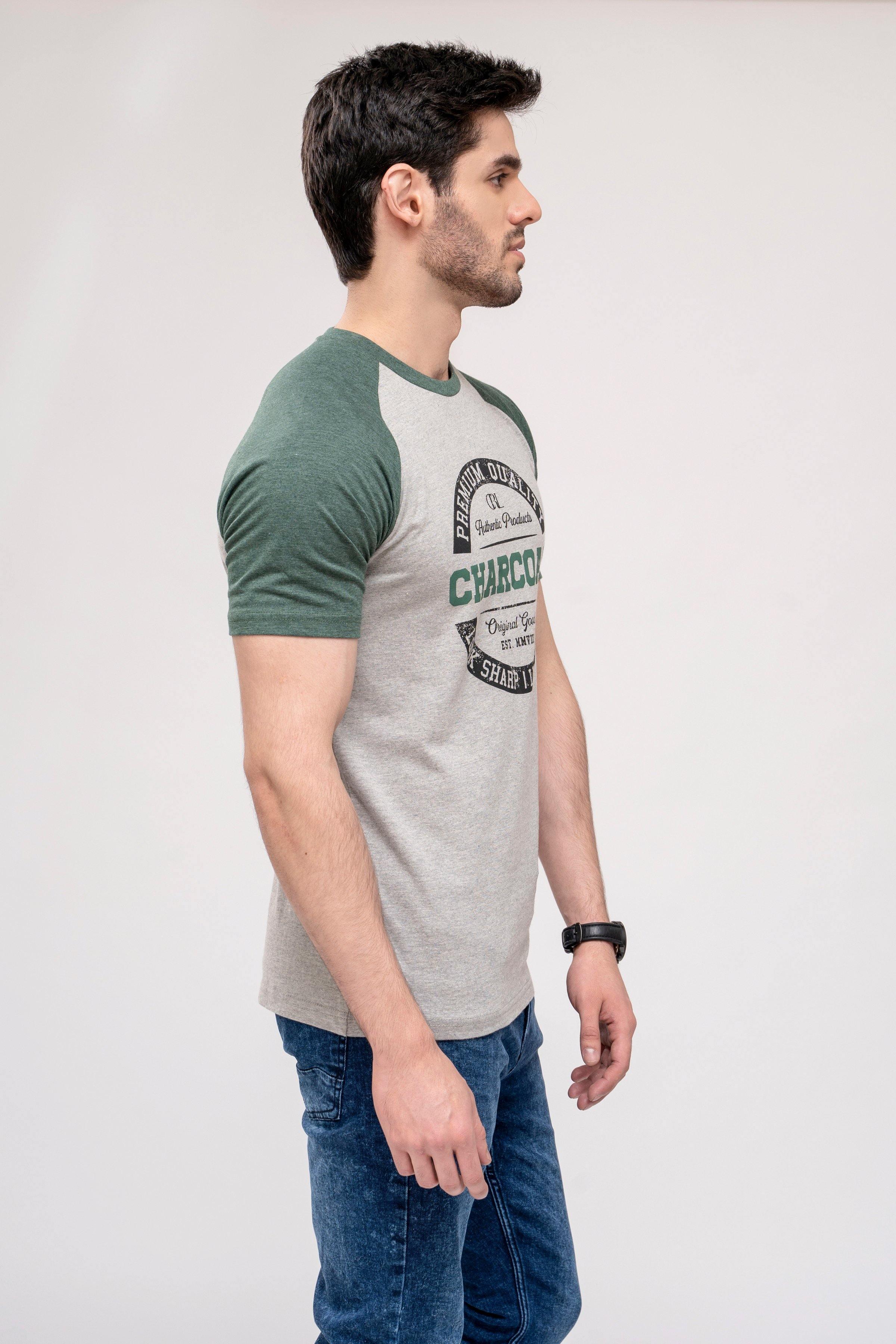 T SHIRT ROUND NECK GREY GREEN - Image 3