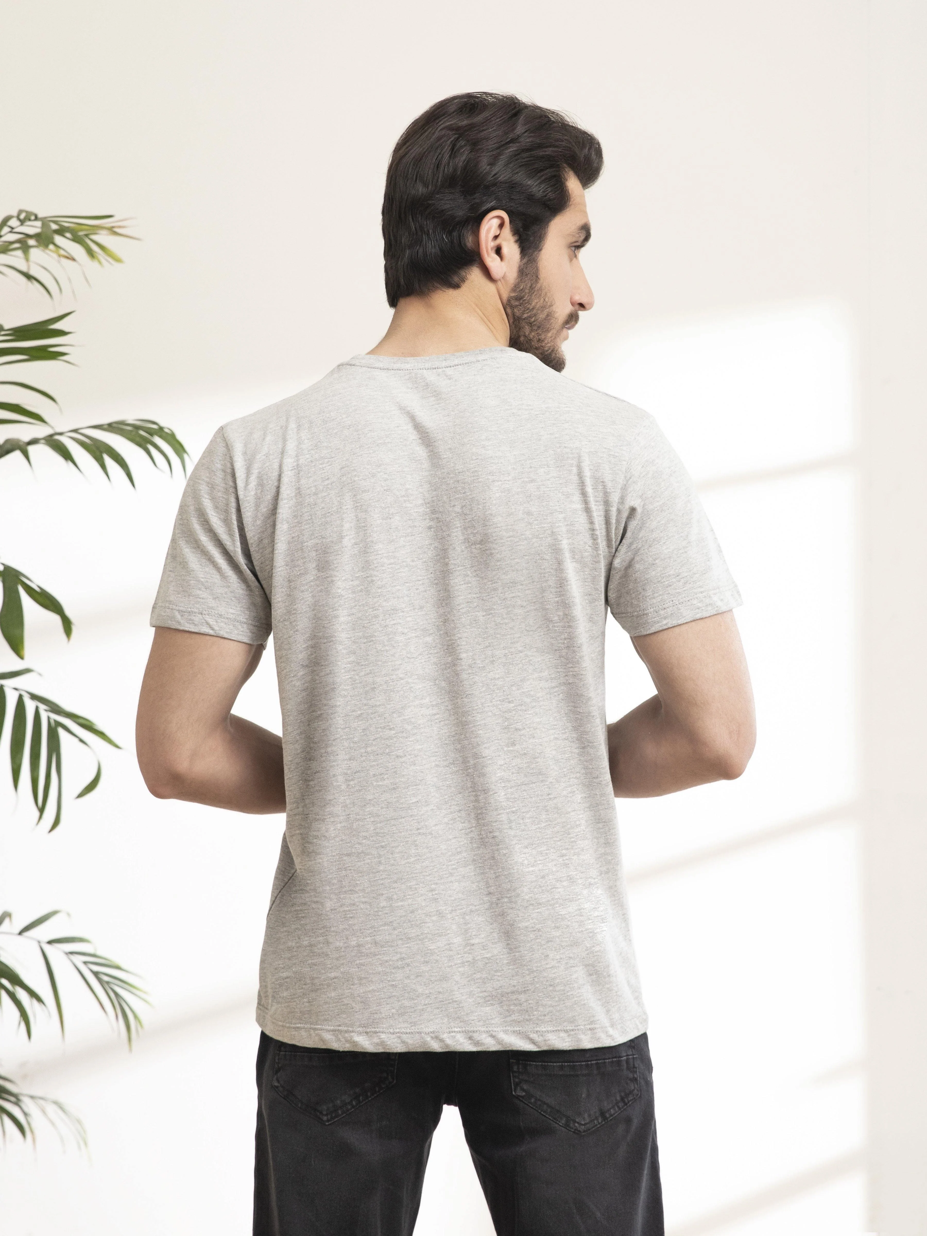 T SHIRT ROUND NECK SLEEPWEAR GREY MELANGE - Image 4