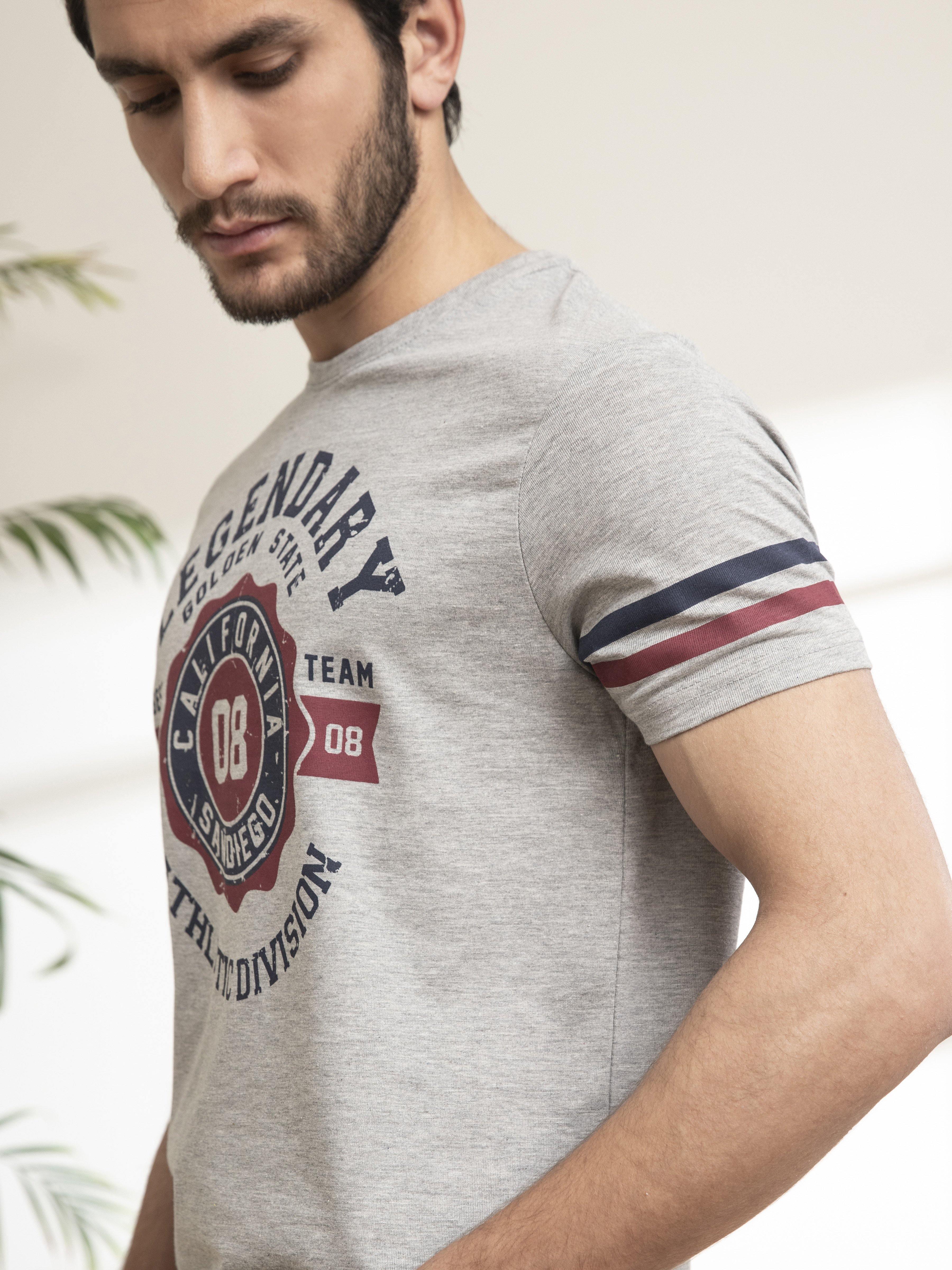 T SHIRT ROUND NECK STRIPS COKE GREY HEATHER - Image 3