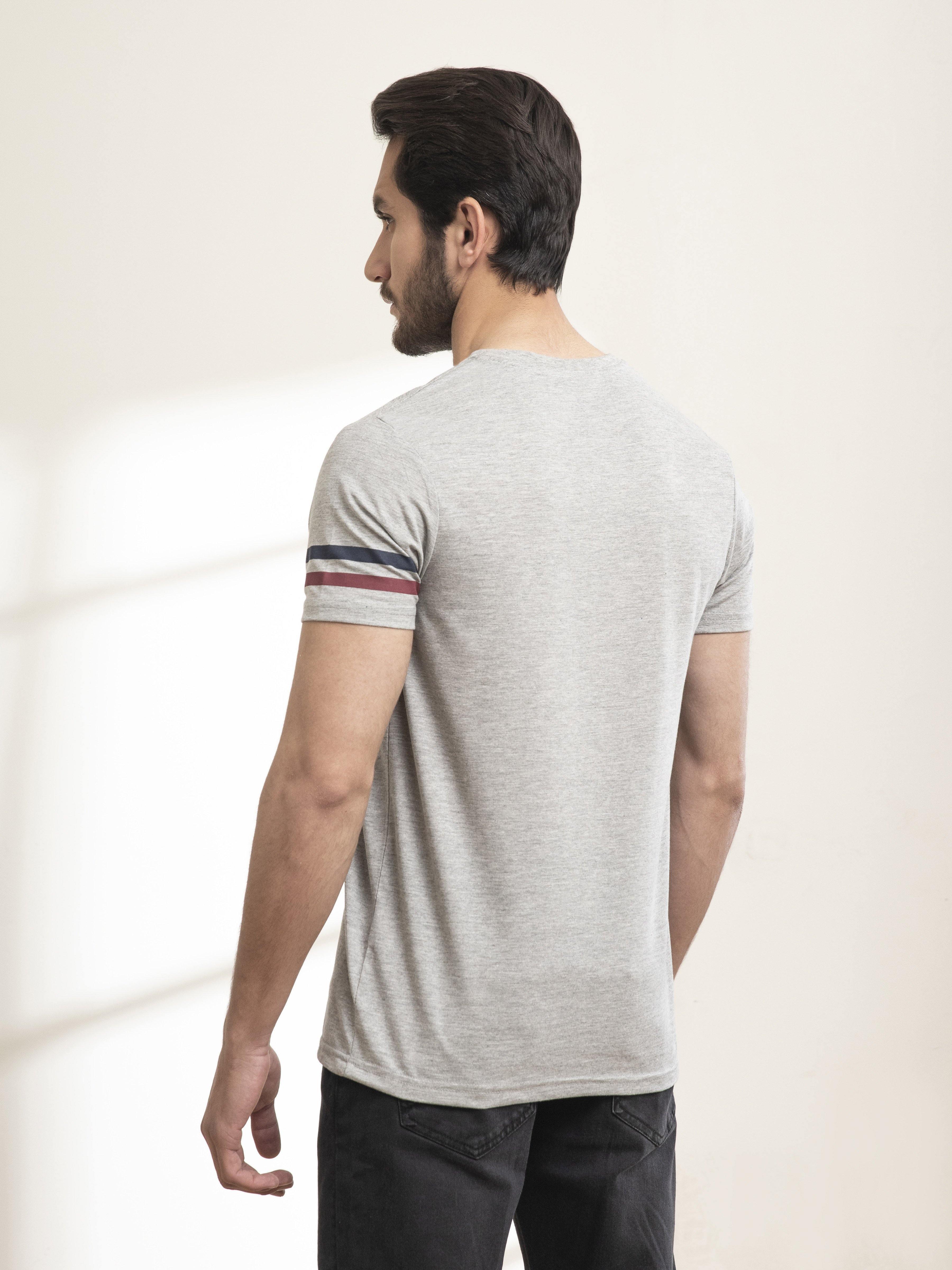 T SHIRT ROUND NECK STRIPS COKE GREY HEATHER - Image 4