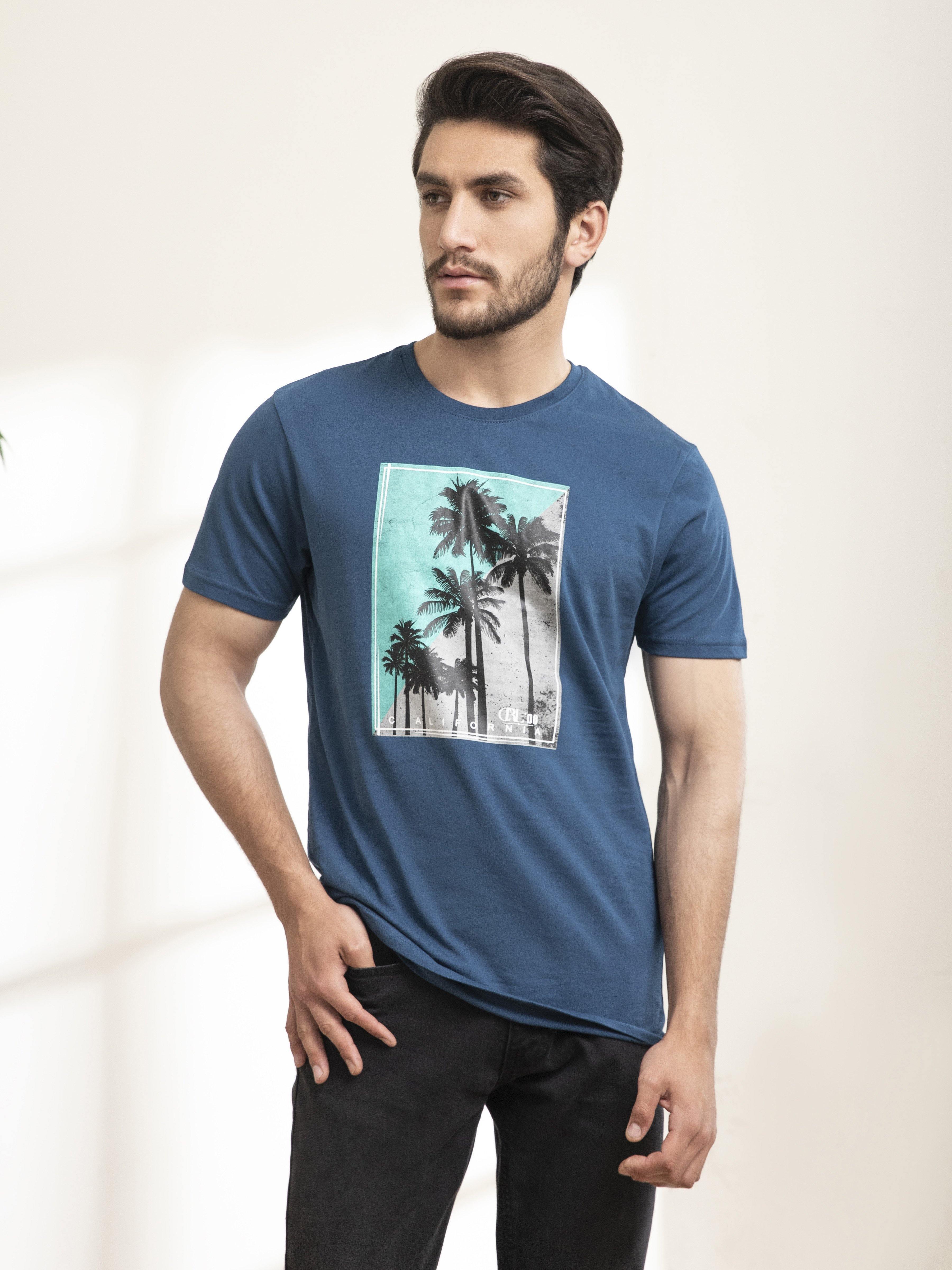 T SHIRT ROUND NECK  BODY TREES TEAL
