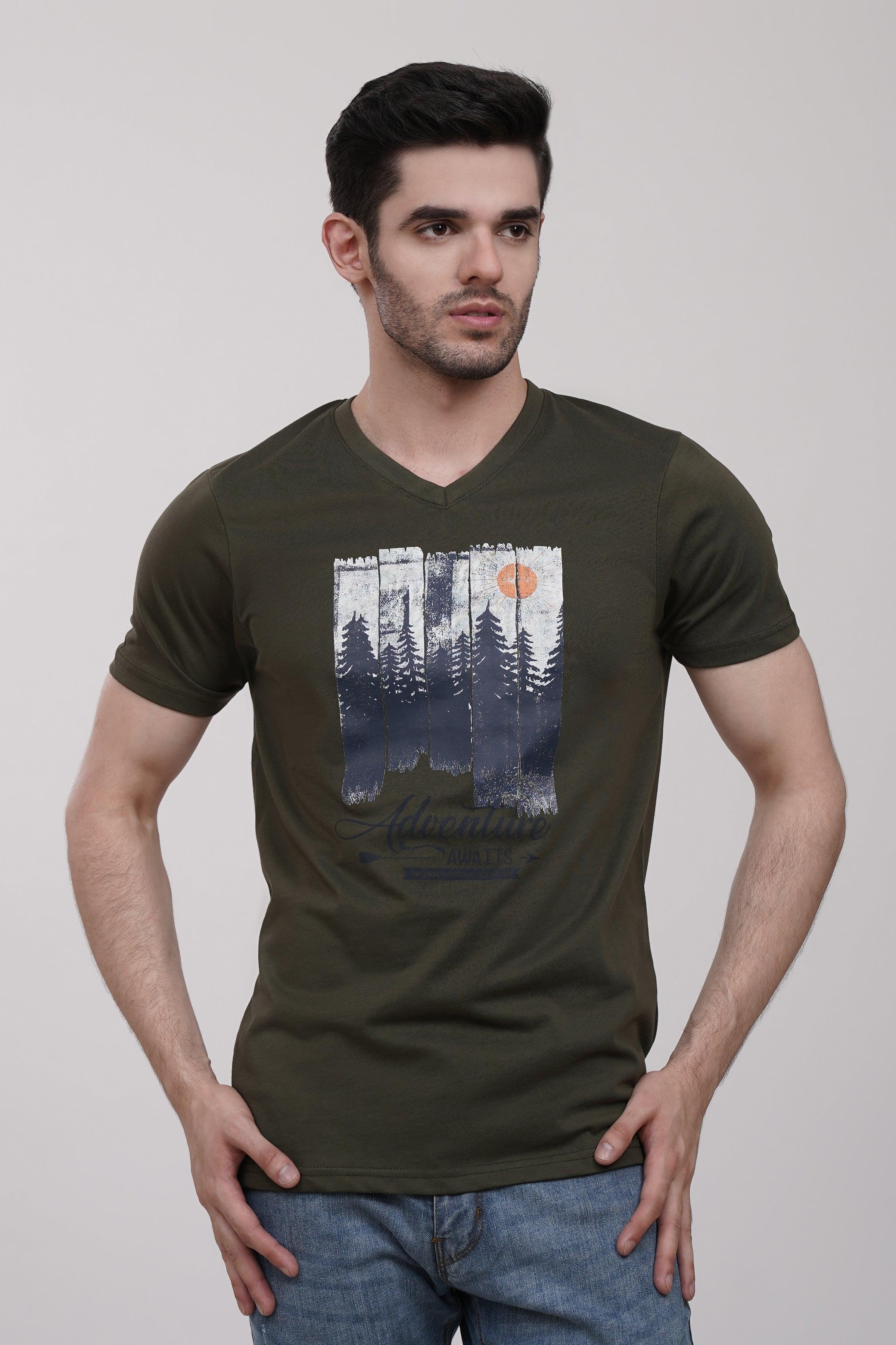 T SHIRT V NECK OLIVE