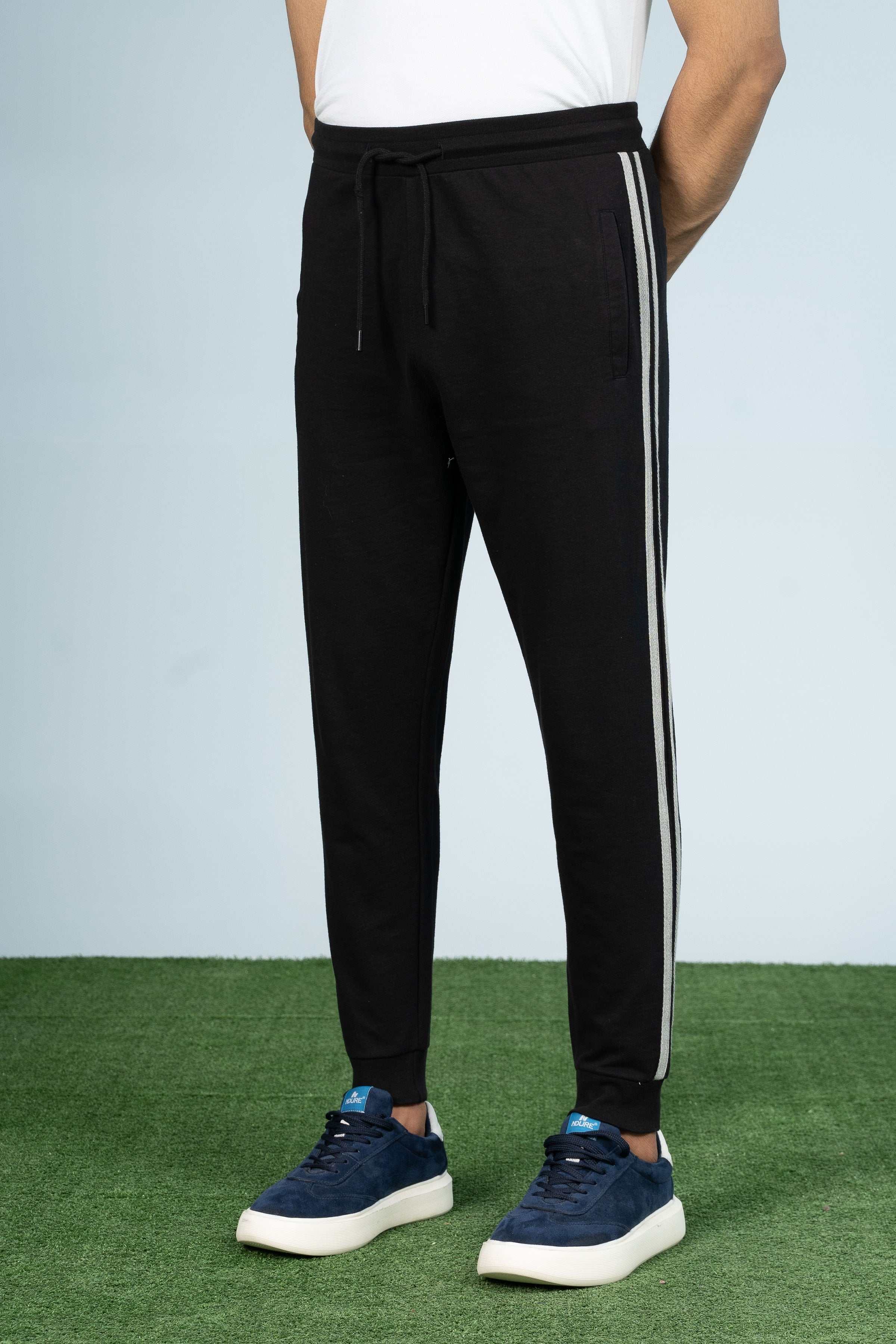 TERRY CONTRAST TAPE TROUSER BLACK - Image 2