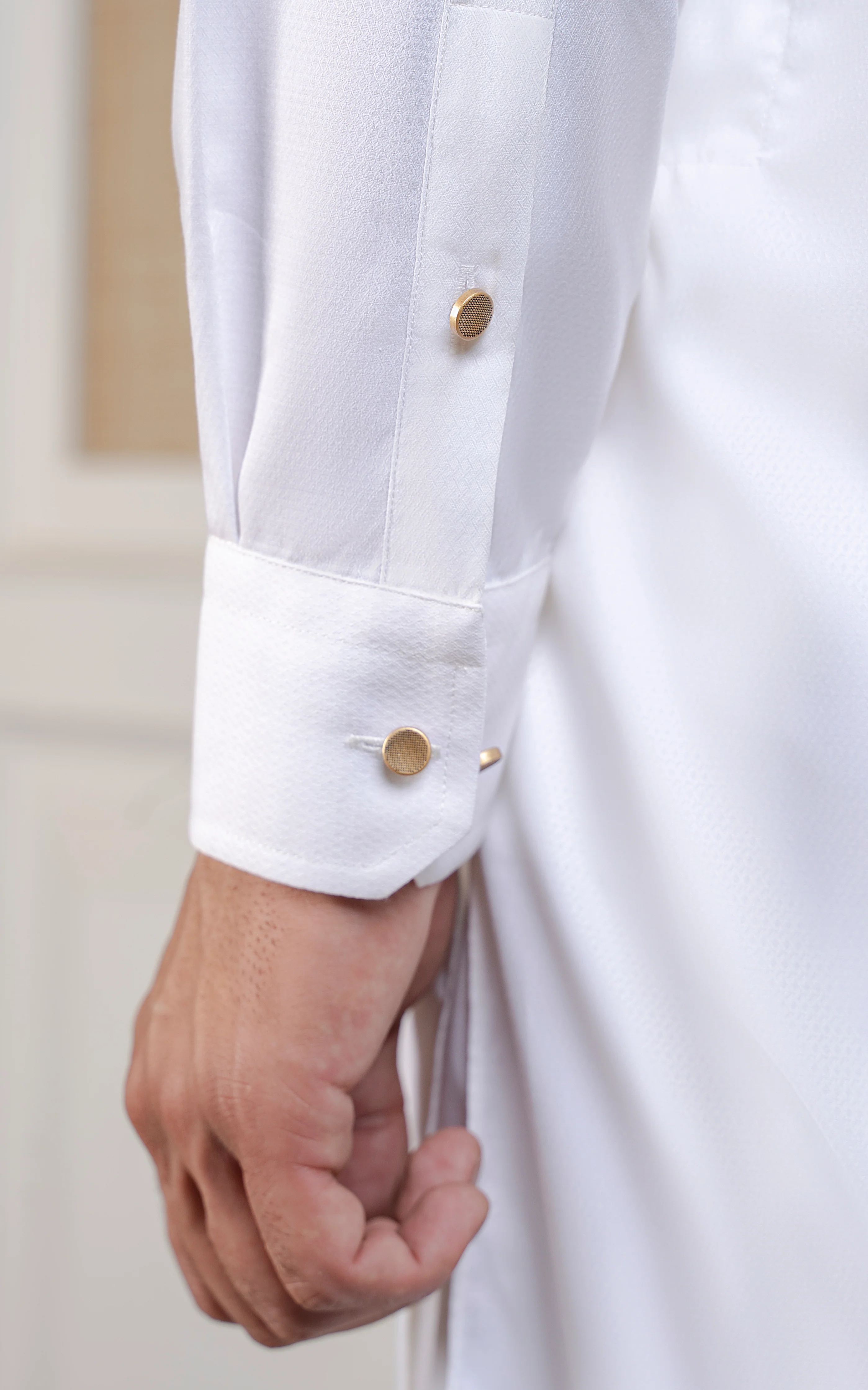 TEXTURED BLENDED KAMEEZ SHALWAR - EXECUTIVE COLLECTION WHITE - Image 6