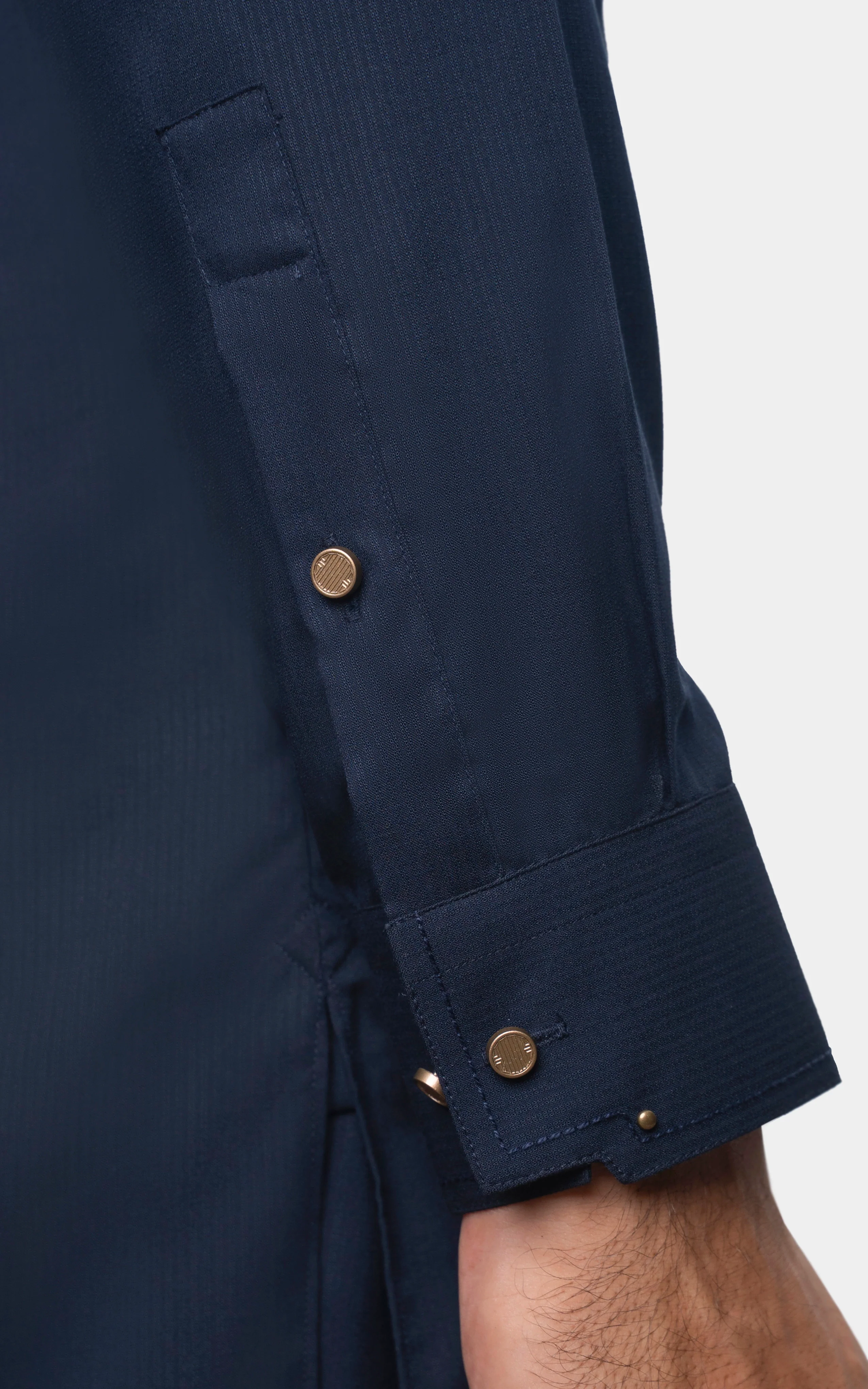 TEXTURED BLENDED KAMEEZ SHALWAR | SIGNATURE COLLECTION NAVY - Image 3