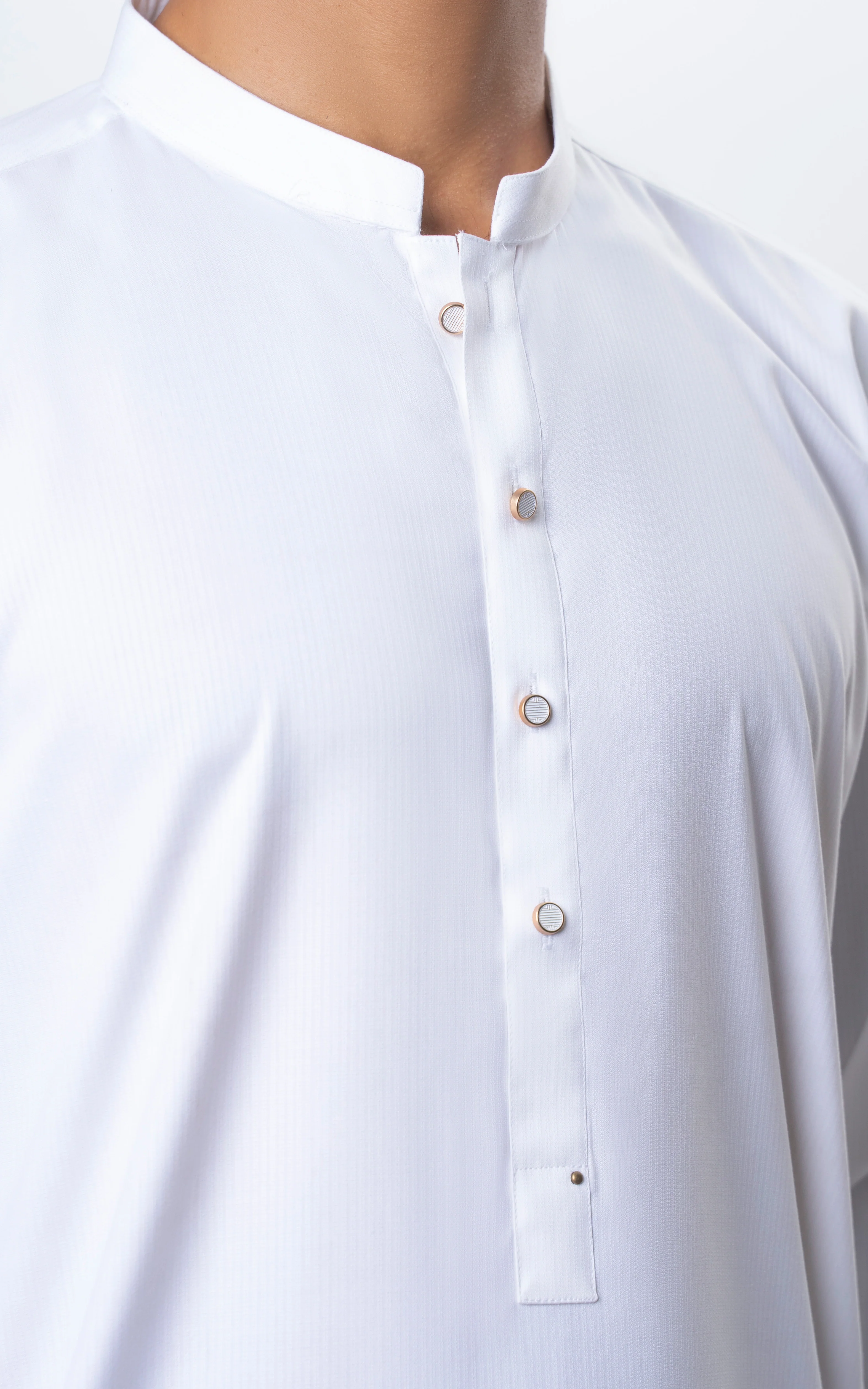 TEXTURED BLENDED KAMEEZ SHALWAR | SIGNATURE COLLECTION OFF WHITE - Image 4