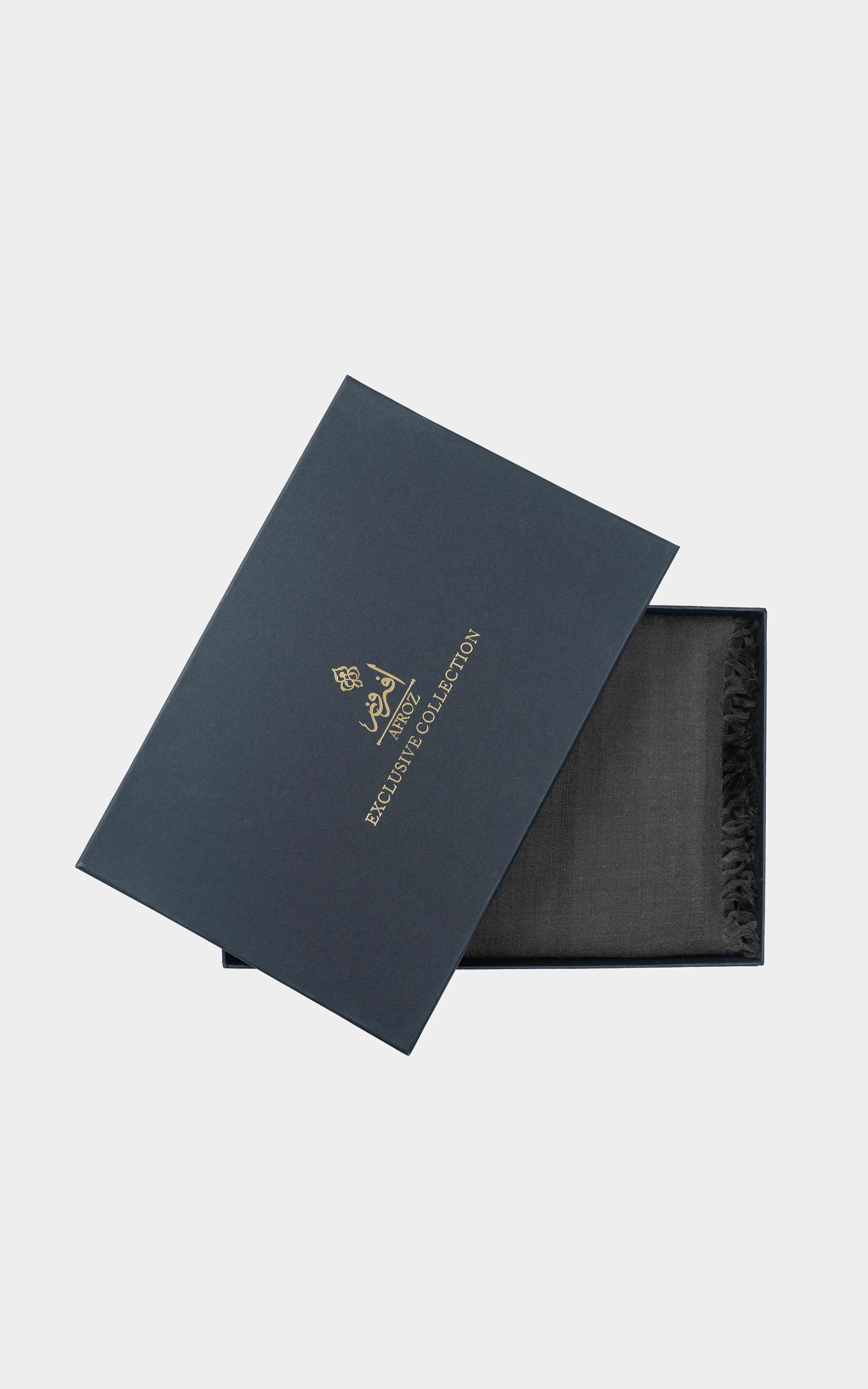TEXTURED BLENDED | PREMIUM WOOL SHAWL DARK GREY - Image 3